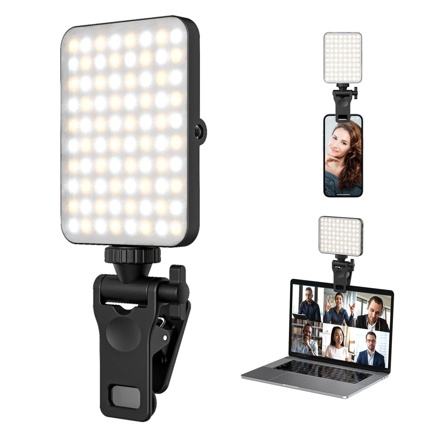 Rechargeable Selfie Light and Mobile Phone Light Clip for iPhone and Android Phones for Selfie Live Streaming and Video Conferencing