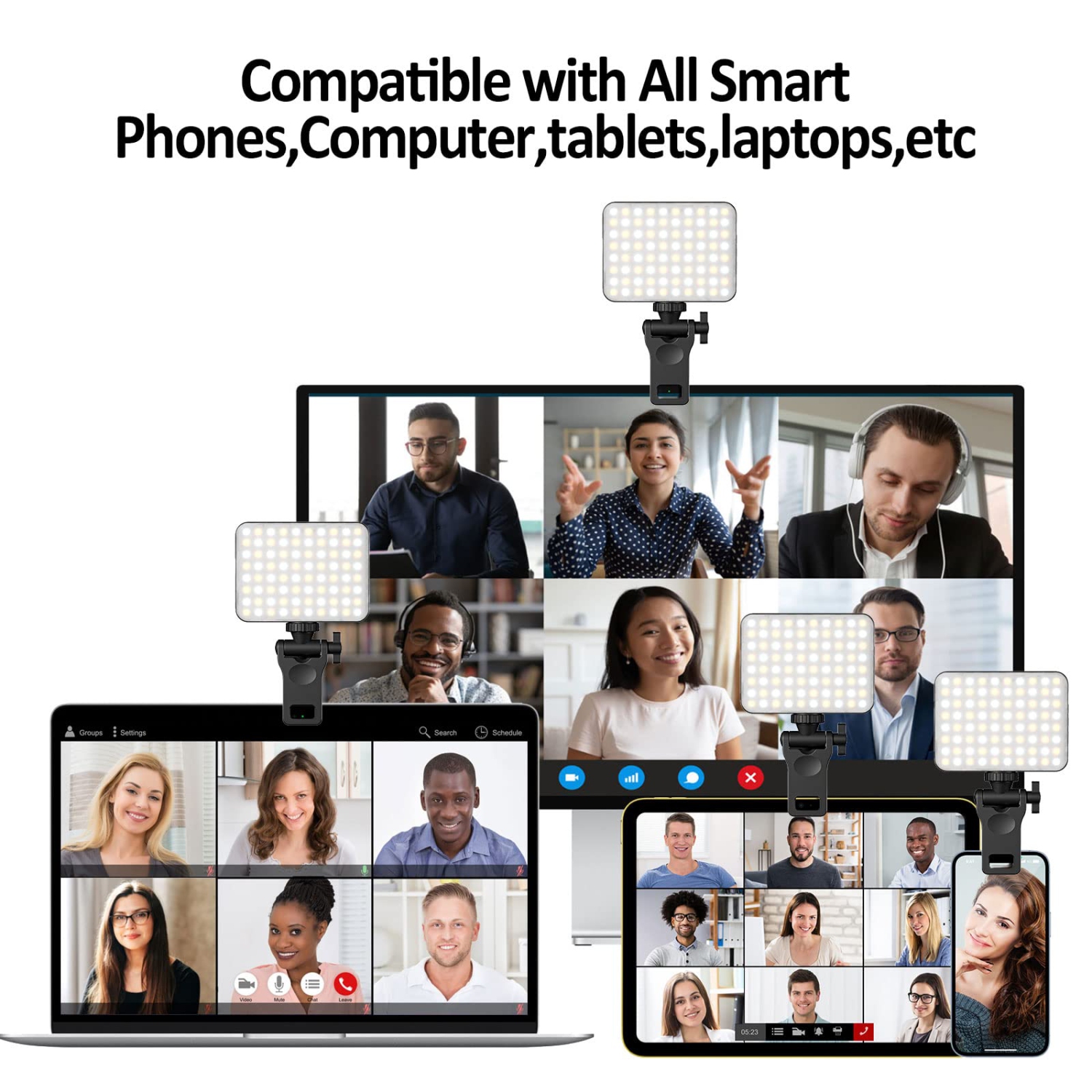 Rechargeable Selfie Light and Mobile Phone Light Clip for iPhone and Android Phones for Selfie Live Streaming and Video Conferencing