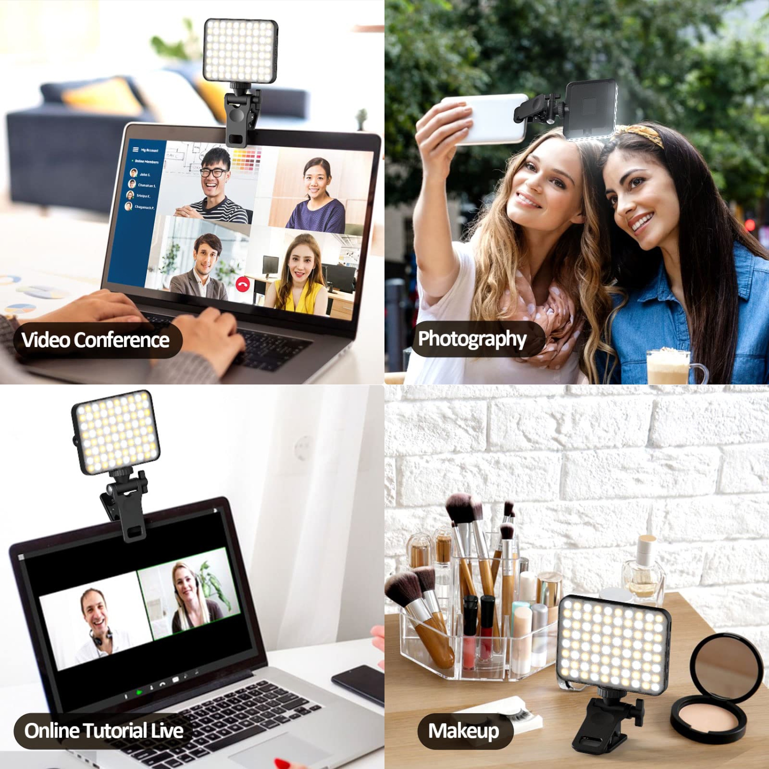 Rechargeable Selfie Light and Mobile Phone Light Clip for iPhone and Android Phones for Selfie Live Streaming and Video Conferencing