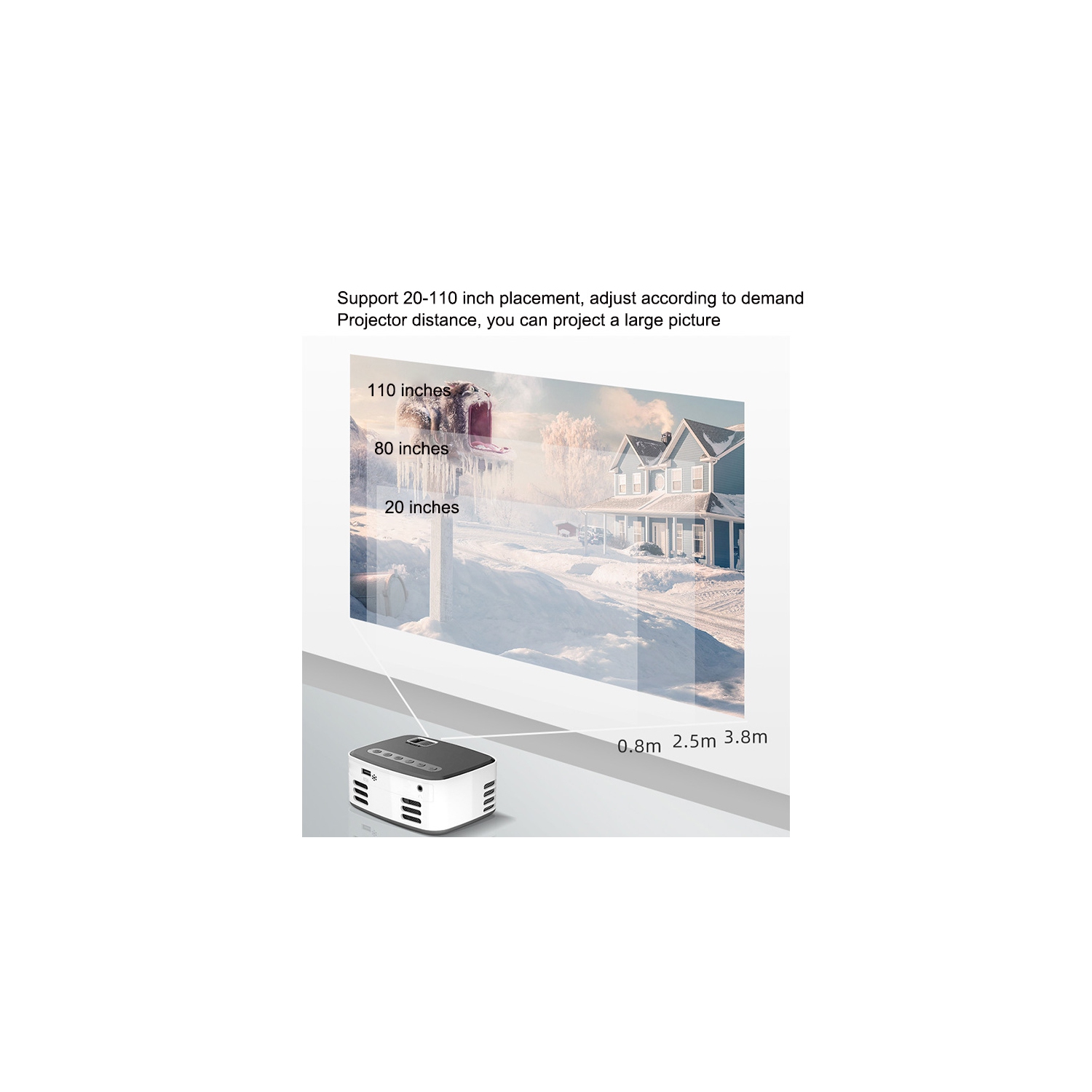 Mini wireless mobile phone projector, home bedroom wall projector HD 1080p projection, home theater projector