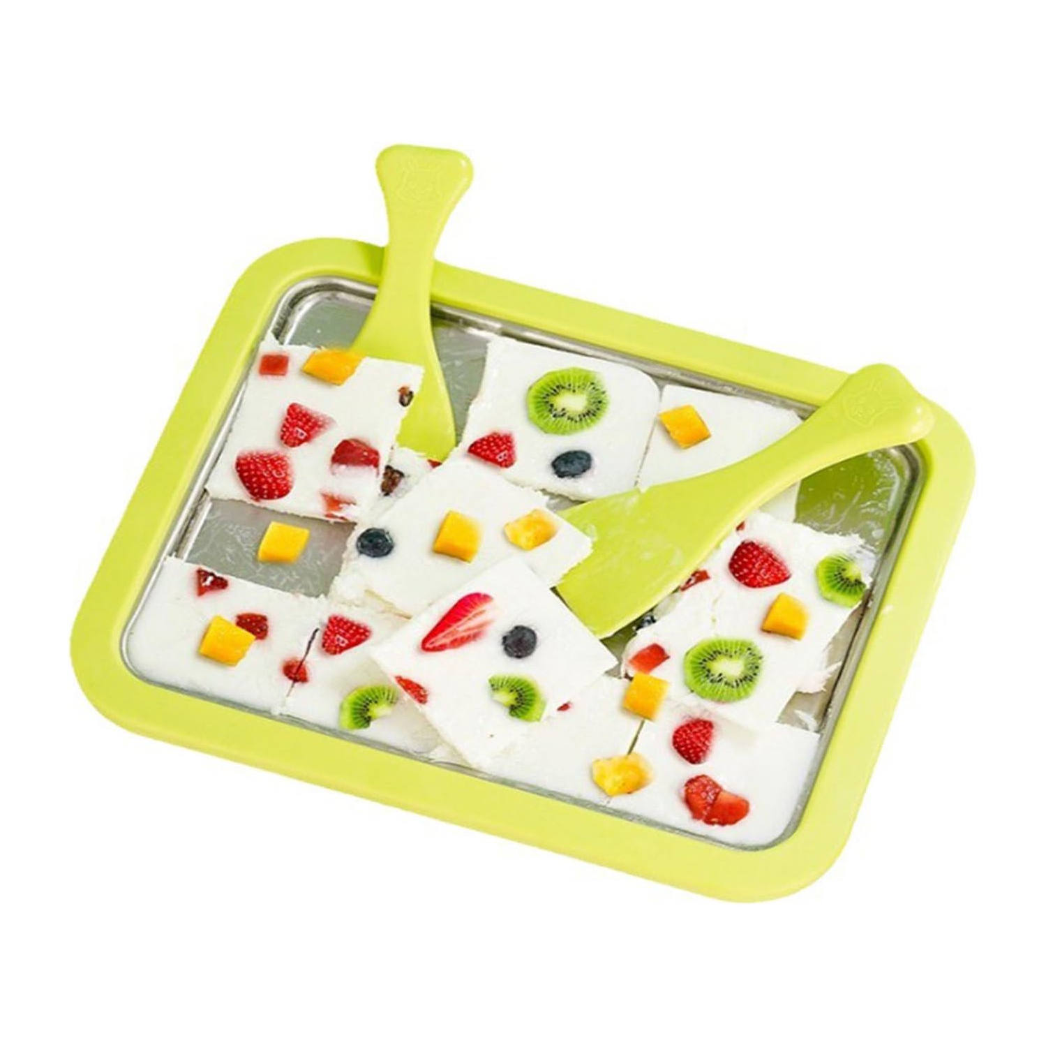 Ice Maker, Ice Cream Maker, Yogurt Countertop Maker, Stainless Steel Homemade DIY Instant Freeze-Dried Cream Roll Pan Green