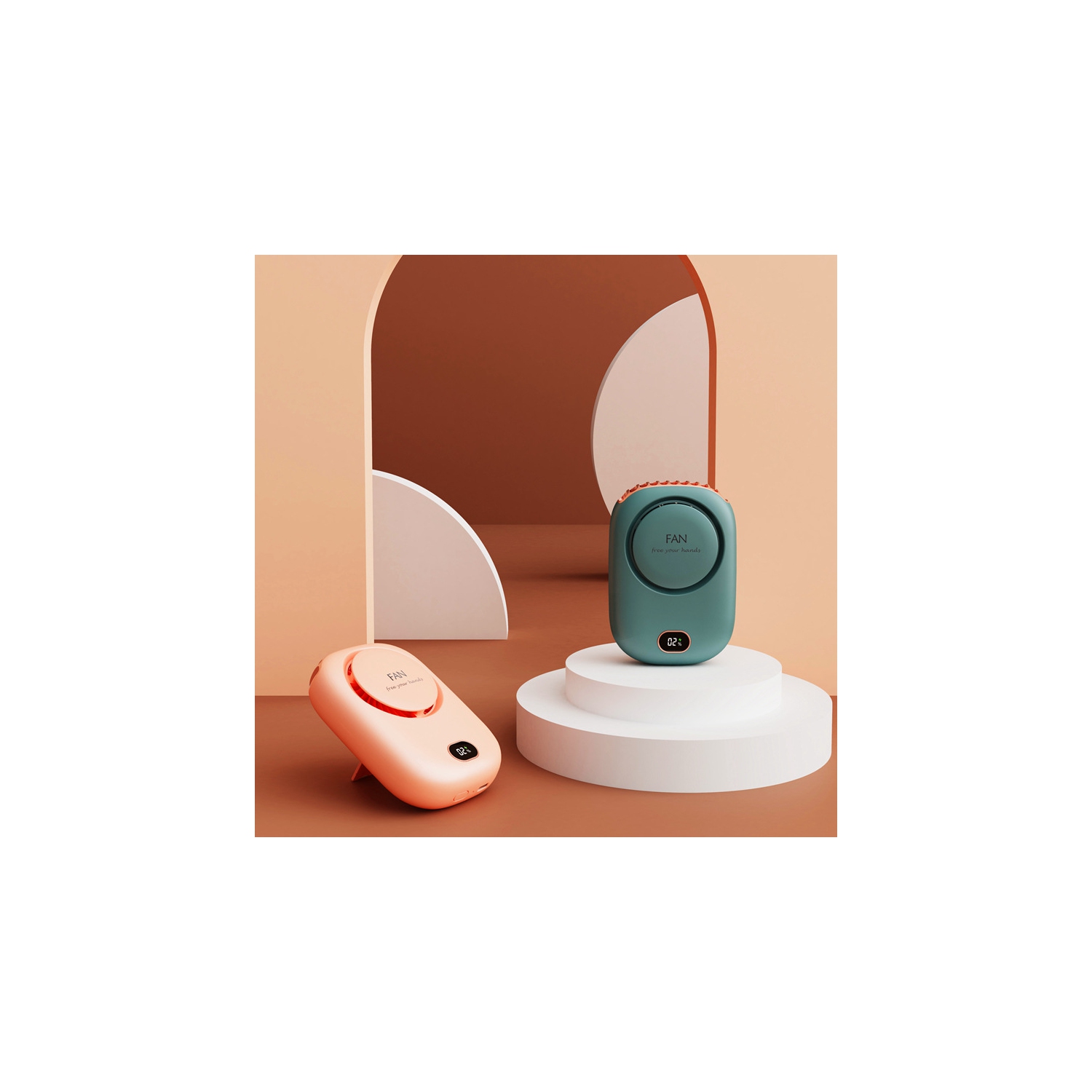 New style neck hanging fan, lazy bladeless fan, waist hanging USB high wind power display neck hanging small fan