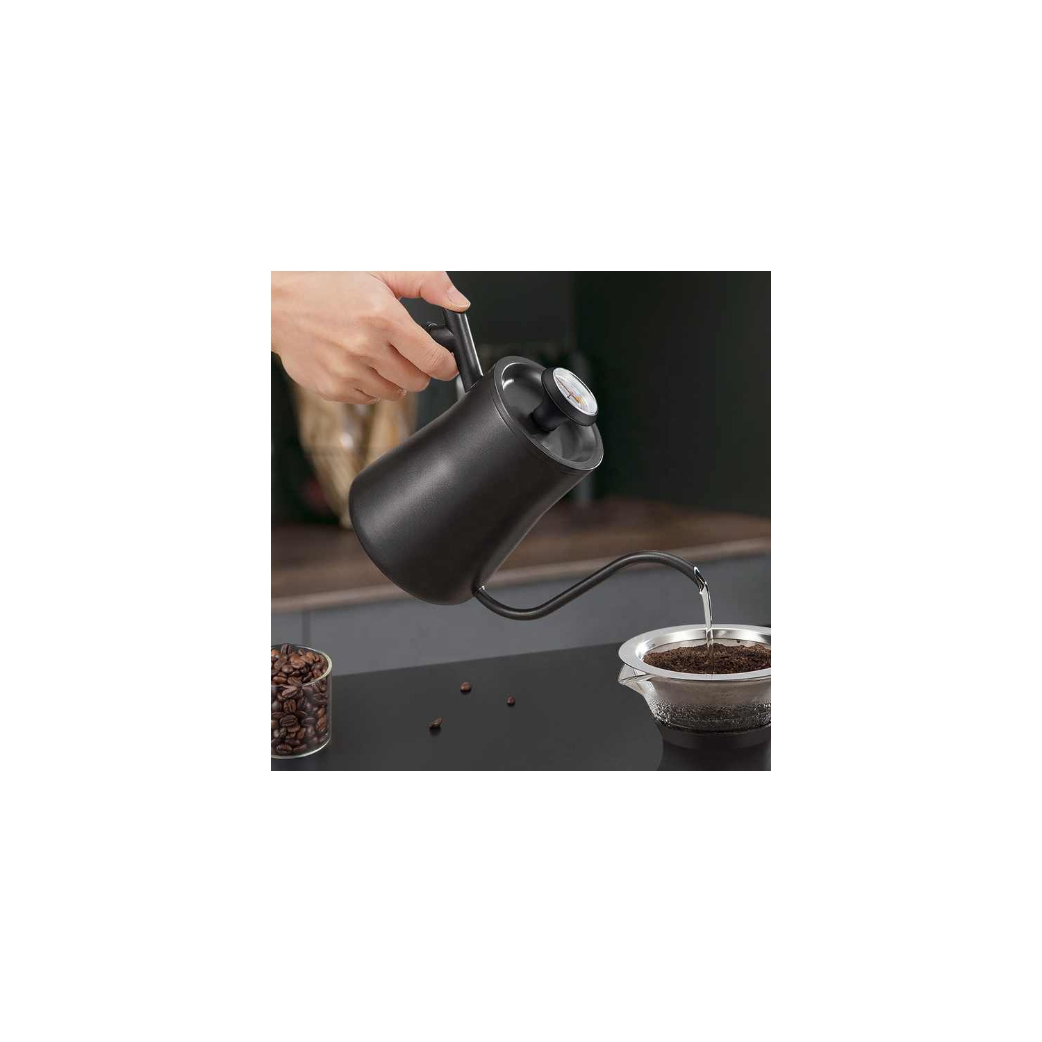 Coffee Thermometer Clip-On Thermometer for Hand Pour Over Coffee Maker Stainless Steel Pointer Thermometer Portable with Dial for Outdoor Kitchen