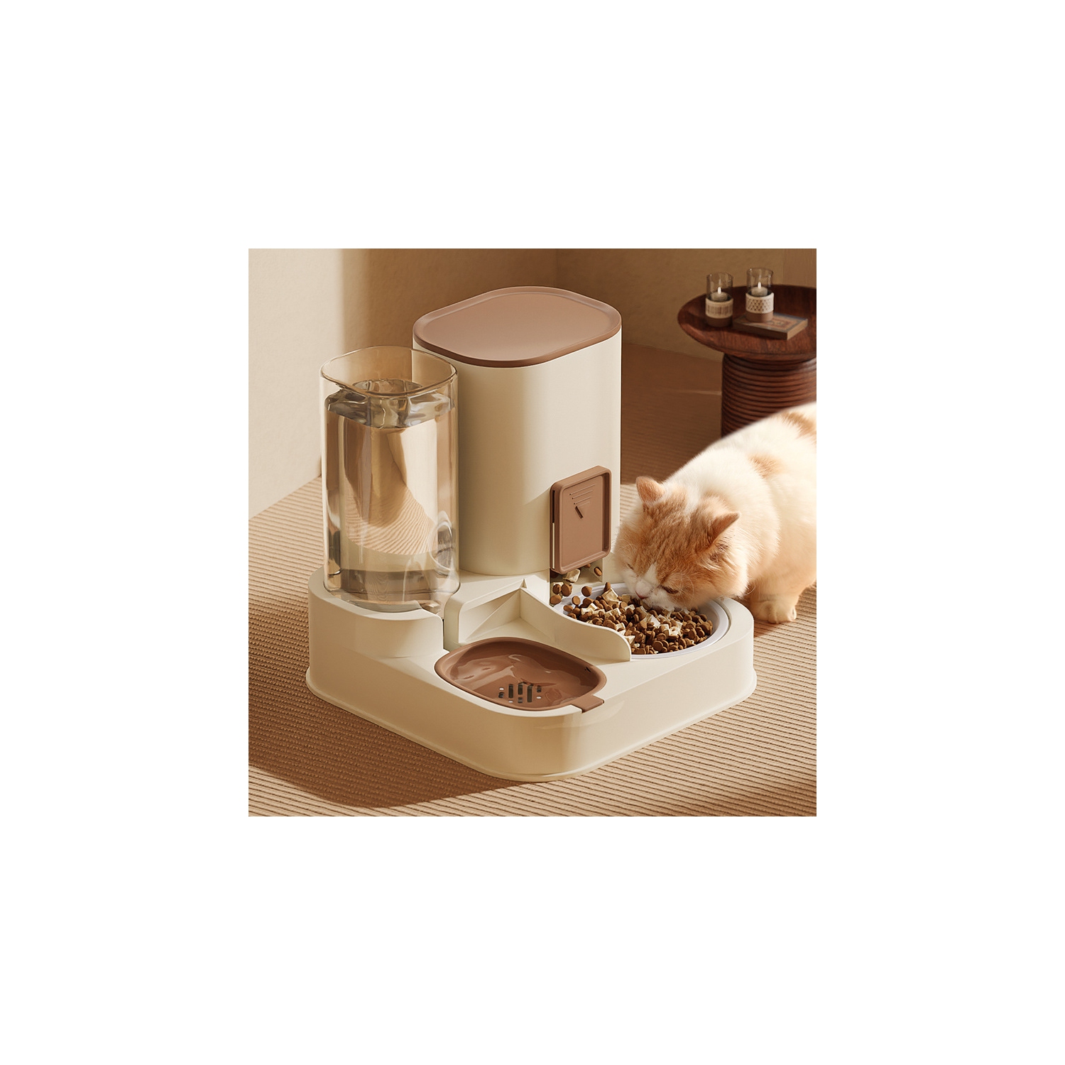 Automatic feeding and watering machine, pet drinking fountain, cat water dispenser, cat bowl and dog bowl, 2 in 1 feeder and water set