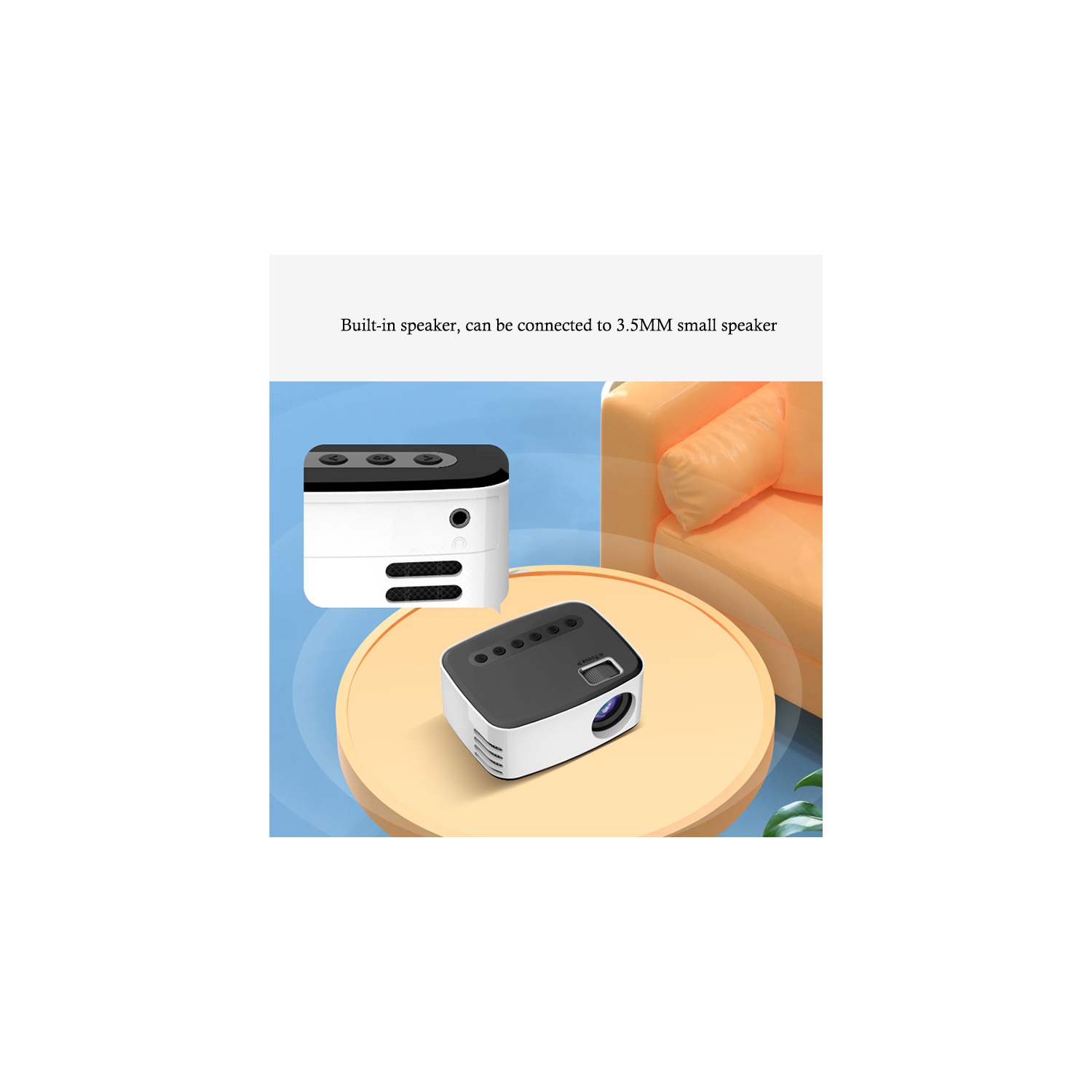 Mini wireless mobile phone projector, home bedroom wall projector HD 1080p projection, home theater projector