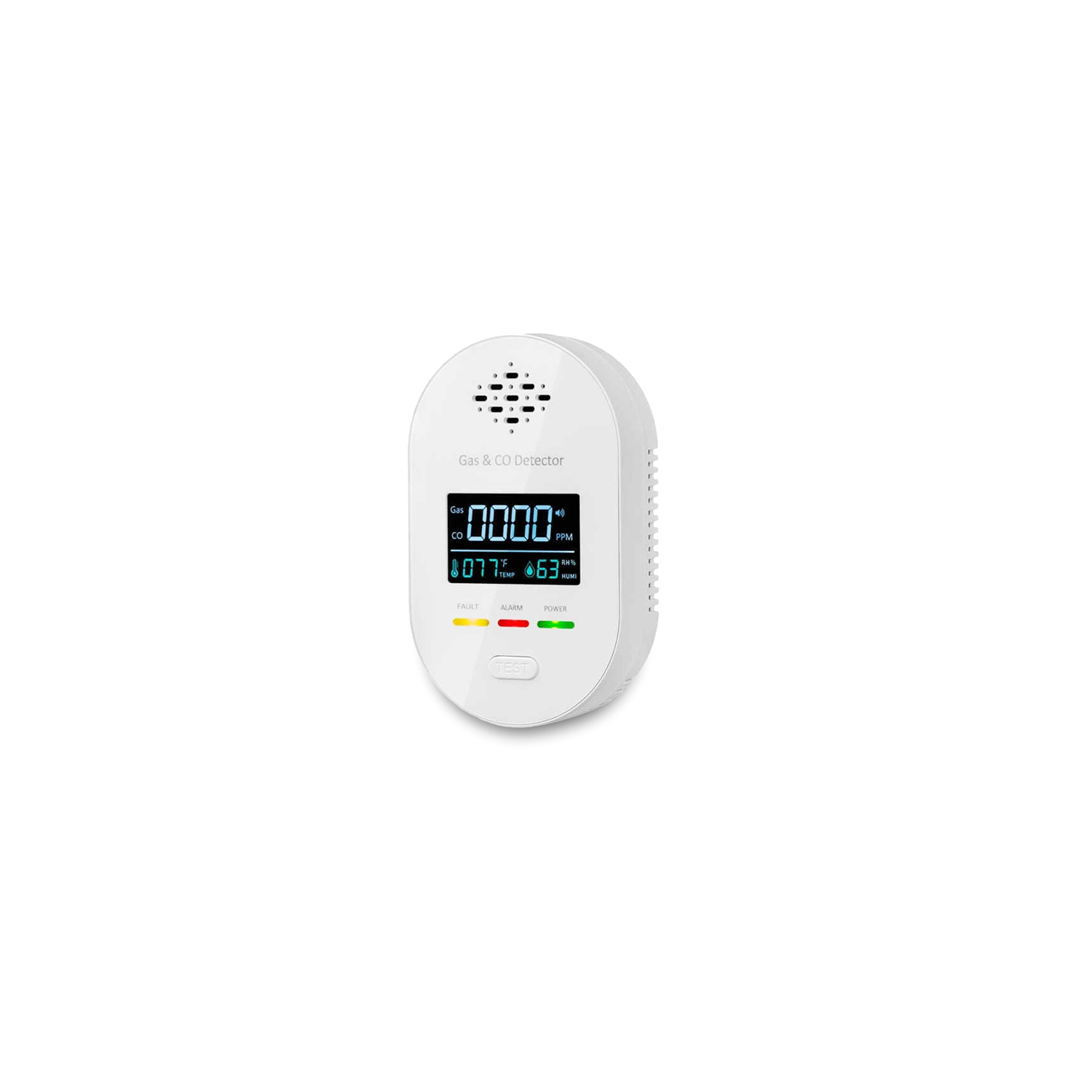 4 in 1 composite detector, indoor CO gas alarm with temperature and humidity display sensor, long plug gas detector (white single pack)