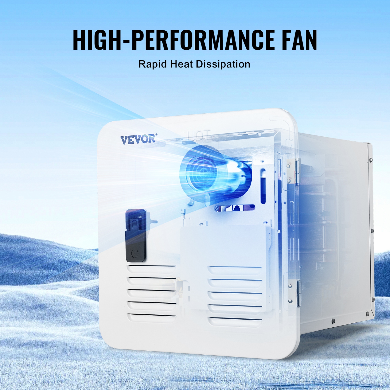 VEVOR 55000BTU RV Tankless Water Heater, Instant Shower with 15 x 15 inches White Door and Remote Controller, Optimized Comfort Performance Hot