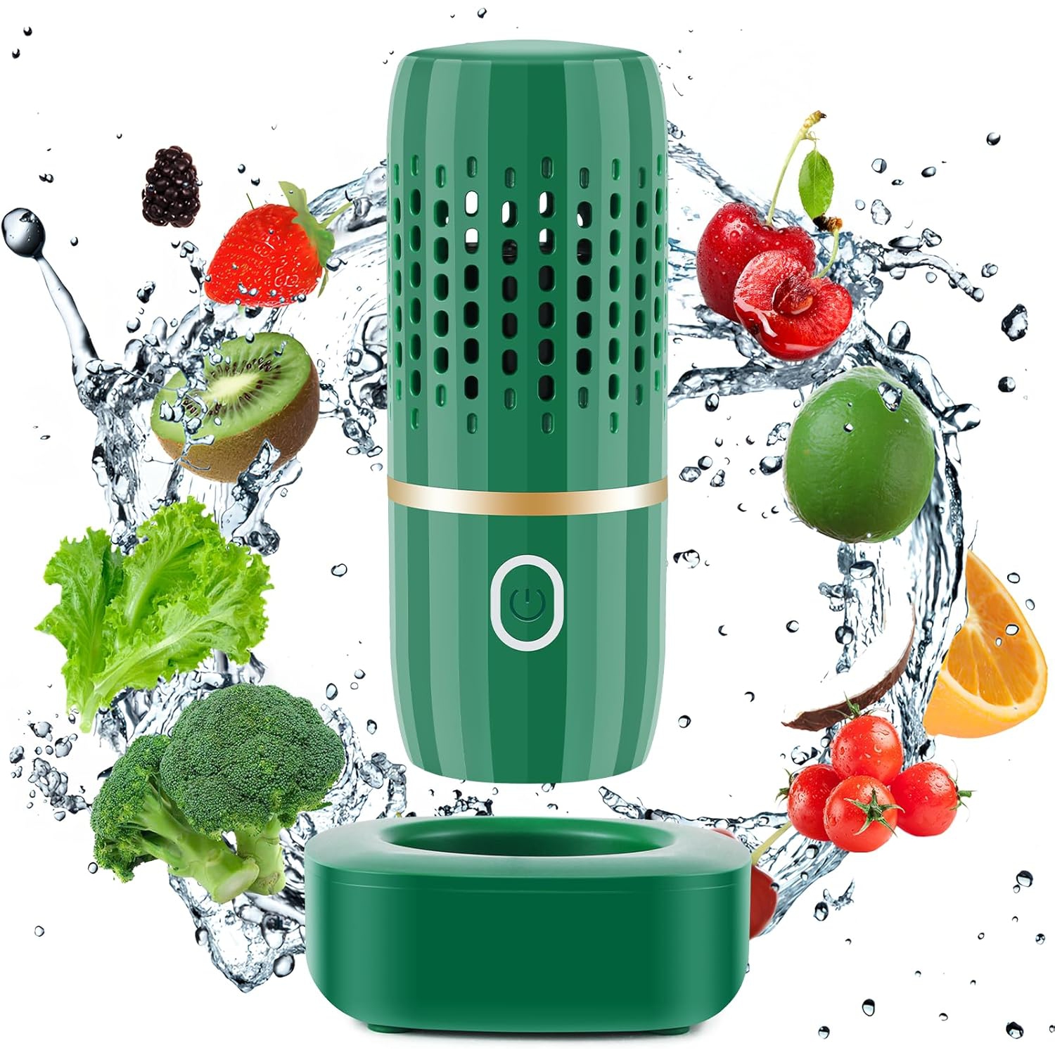 Fruit Vegetable Washing Machine Portable Fruit Cleaner Device in Water Deeply Cleaner for Fruit Vegetable Seafood(Green)