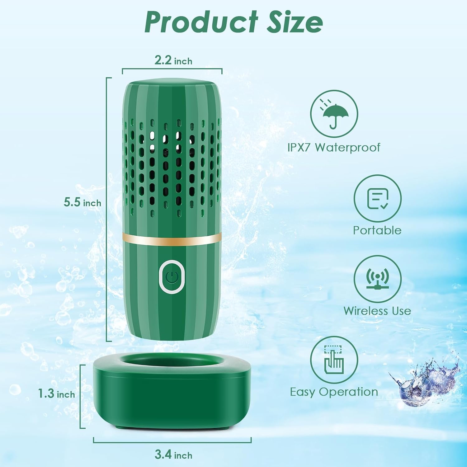 Fruit Vegetable Washing Machine Portable Fruit Cleaner Device in Water Deeply Cleaner for Fruit Vegetable Seafood(Green)