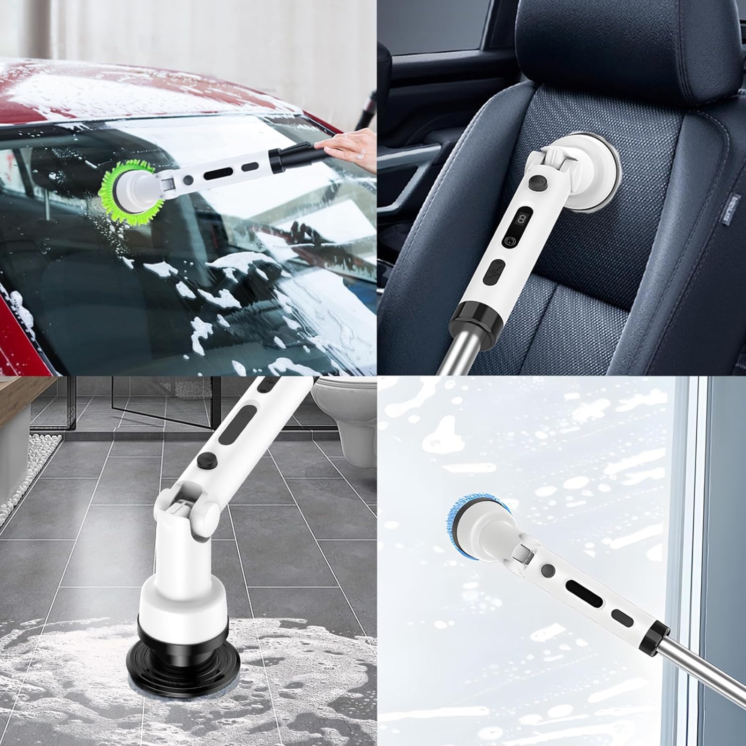 Portable Long Handle Electric Cleaning Brush, Handheld Retractable Household Cleaning Brush Suitable for Kitchen, Bathroom, Toilet Cleaning