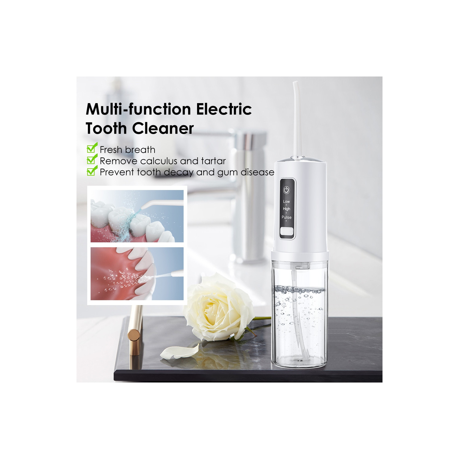 Hydropulseur électrique sans fil Machine à dents rechargeable à perçage d'eau portative Picks pour nettoyer les dents pour les voyages