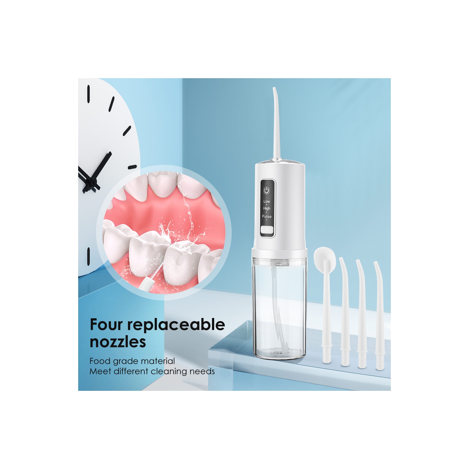 Hydropulseur électrique sans fil Machine à dents rechargeable à perçage d'eau portative Picks pour nettoyer les dents pour les voyages