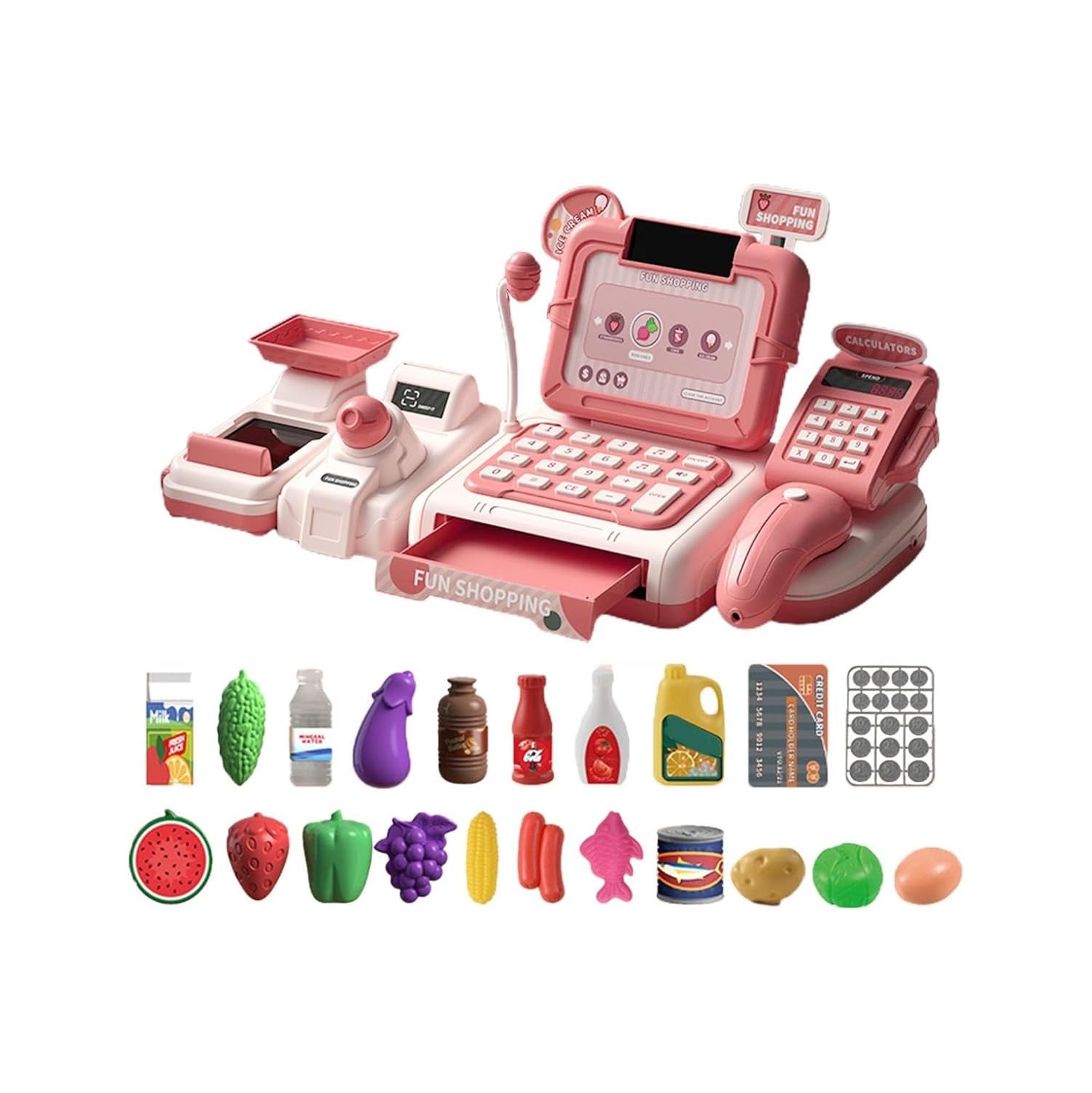 Ensemble de jouets pour enfants&nbsp;: supermarché avec caisse enregistreuse et simulation de magasinage