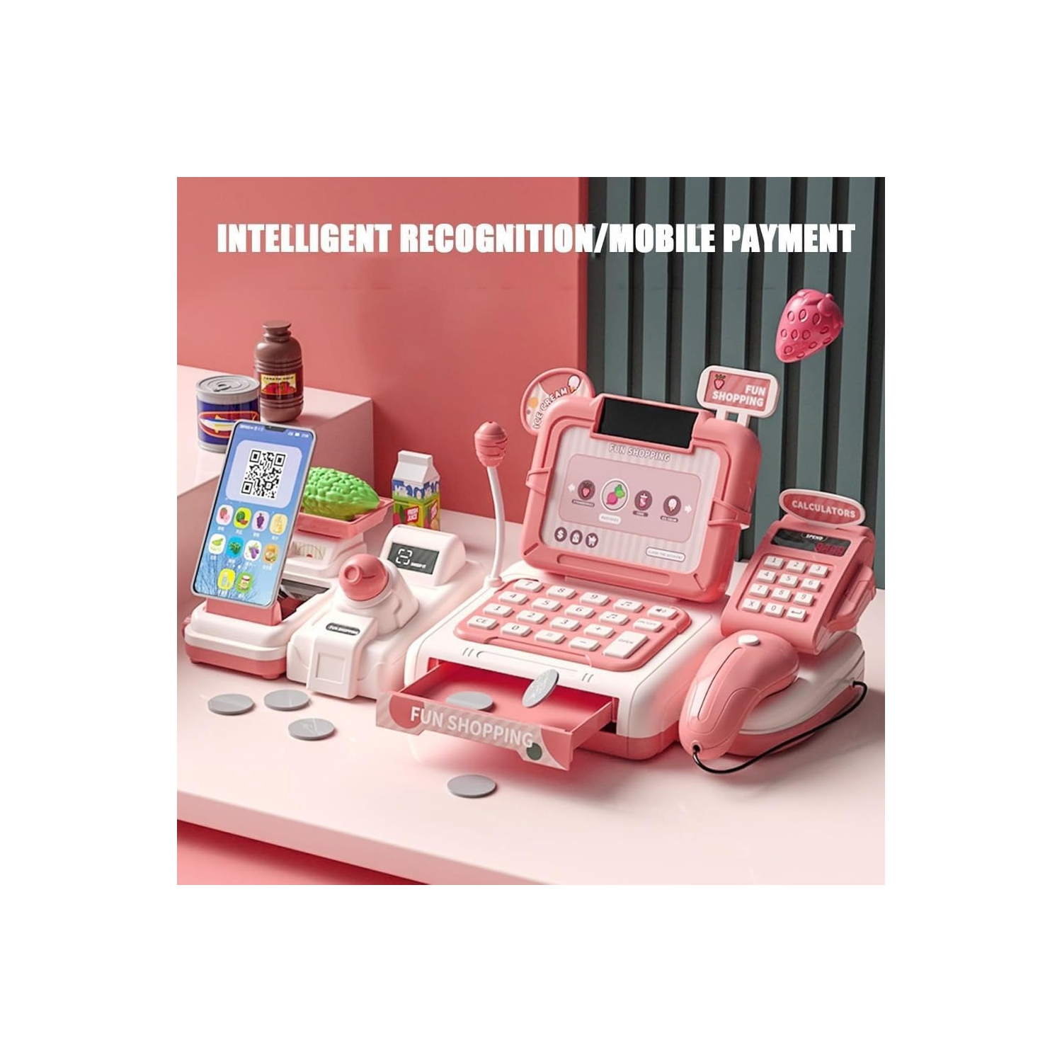 Ensemble de jouets pour enfants&nbsp;: supermarché avec caisse enregistreuse et simulation de magasinage