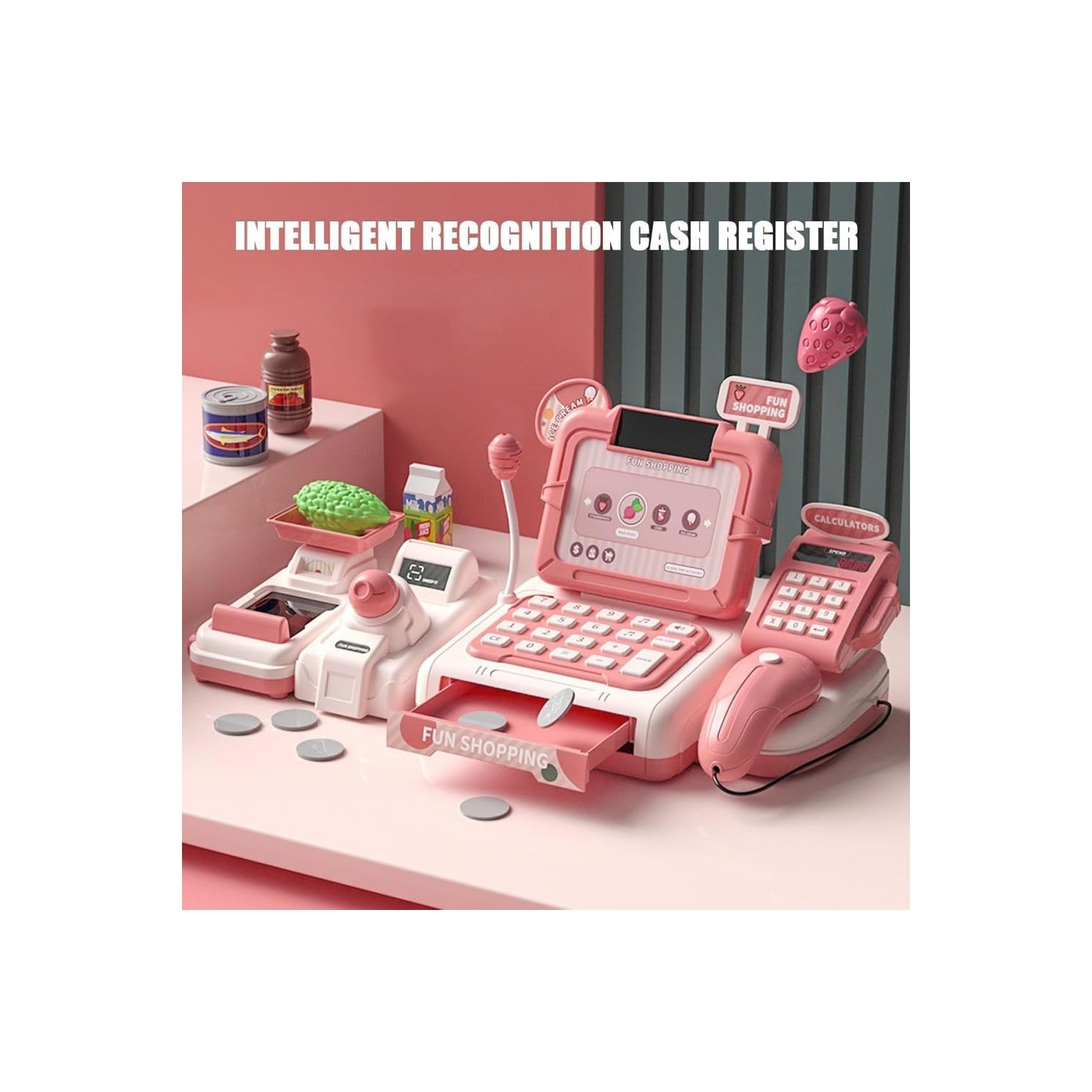 Ensemble de jouets pour enfants&nbsp;: supermarché avec caisse enregistreuse et simulation de magasinage