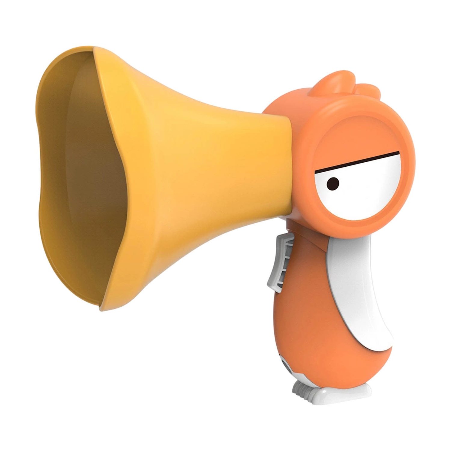 Bird Sound Megaphone Toy for Kids - Fun Voice Changing Speaker with Recording, White Noise Effect and Hanging Strap - Orange
