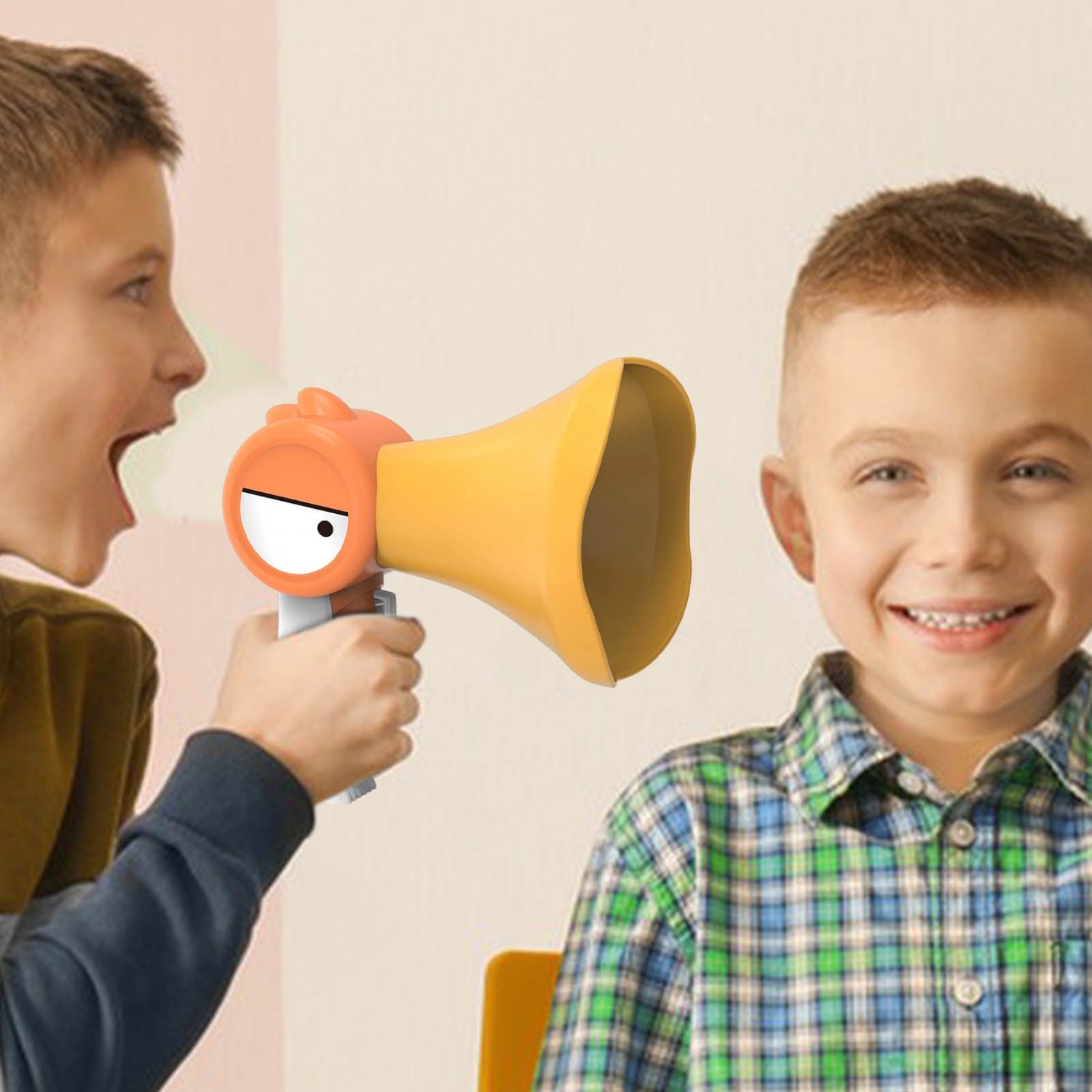 Bird Sound Megaphone Toy for Kids - Fun Voice Changing Speaker with Recording, White Noise Effect and Hanging Strap - Orange