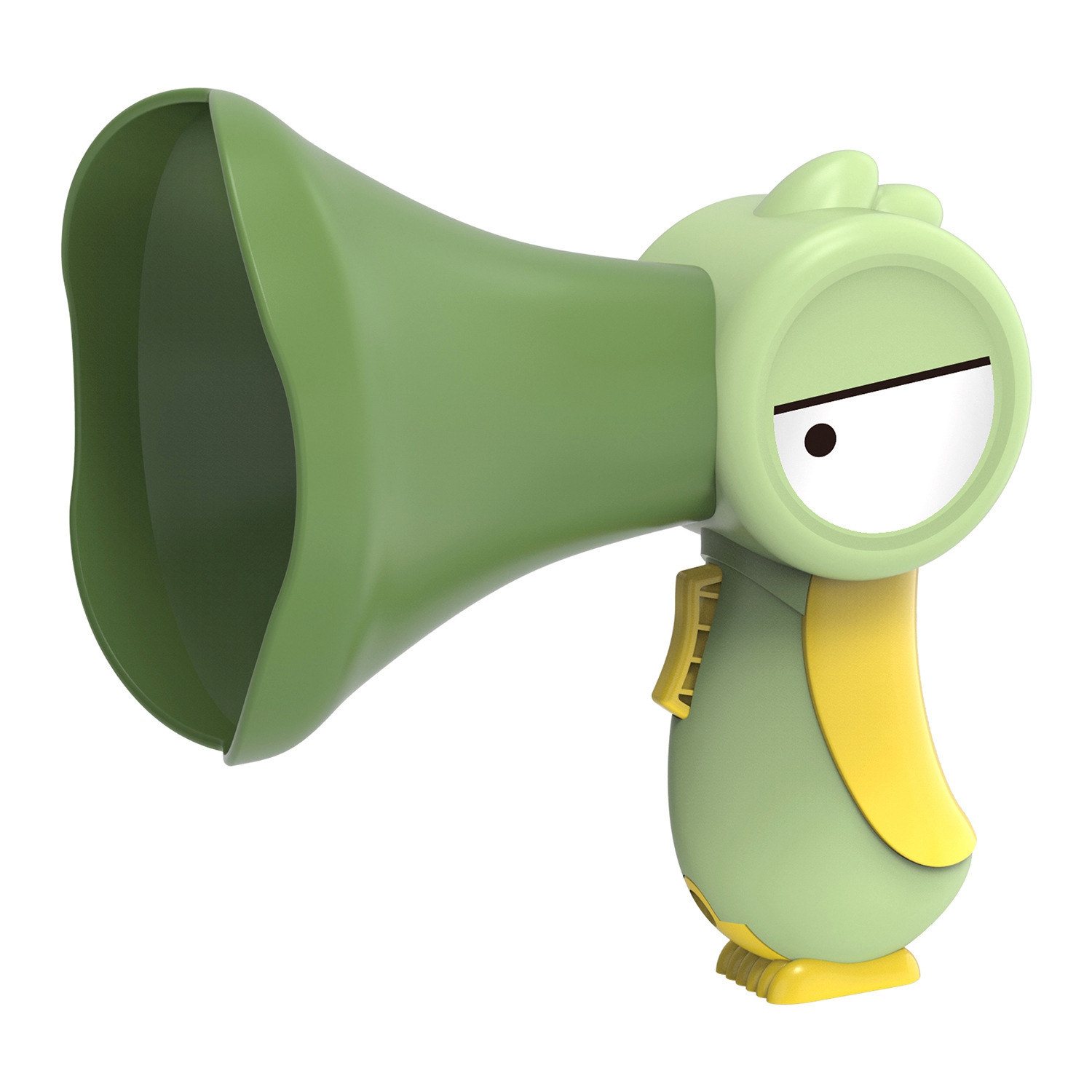 Bird Sound Megaphone Toy for Kids - Fun Voice Changing Speaker with Recording, White Noise Effect and Hanging Strap - Green