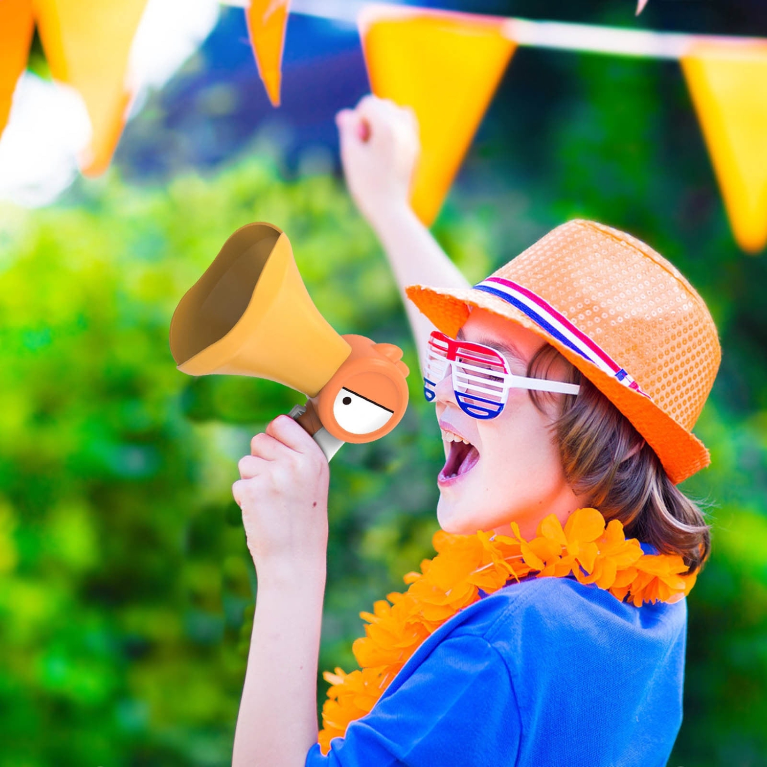 Bird Sound Megaphone Toy for Kids - Fun Voice Changing Speaker with Recording, White Noise Effect and Hanging Strap - Green