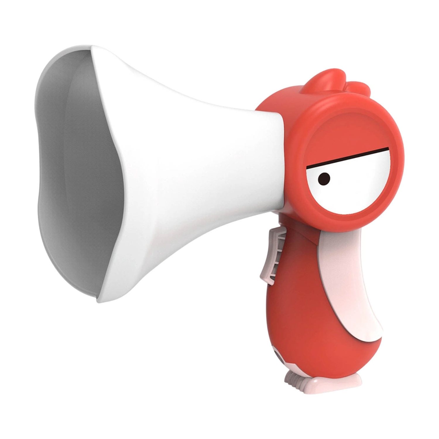 Bird Sound Megaphone Toy for Kids - Fun Voice Changing Speaker with Recording, White Noise Effect and Hanging Strap - Red
