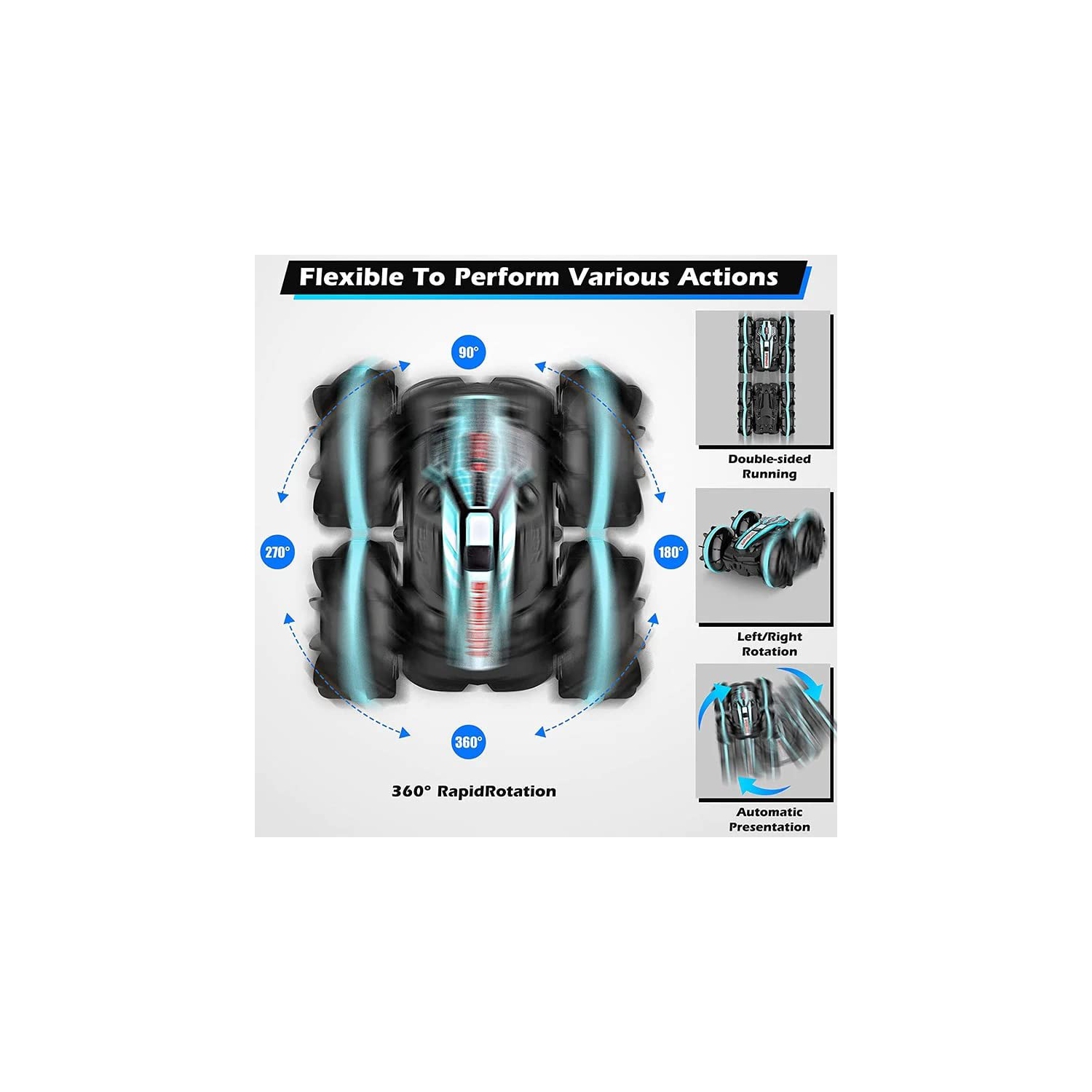 Toys for boys aged 5-12, children's amphibious remote control car, 2.4 GHz remote control stunt car, suitable for boys and girls, 4WD off-road truck