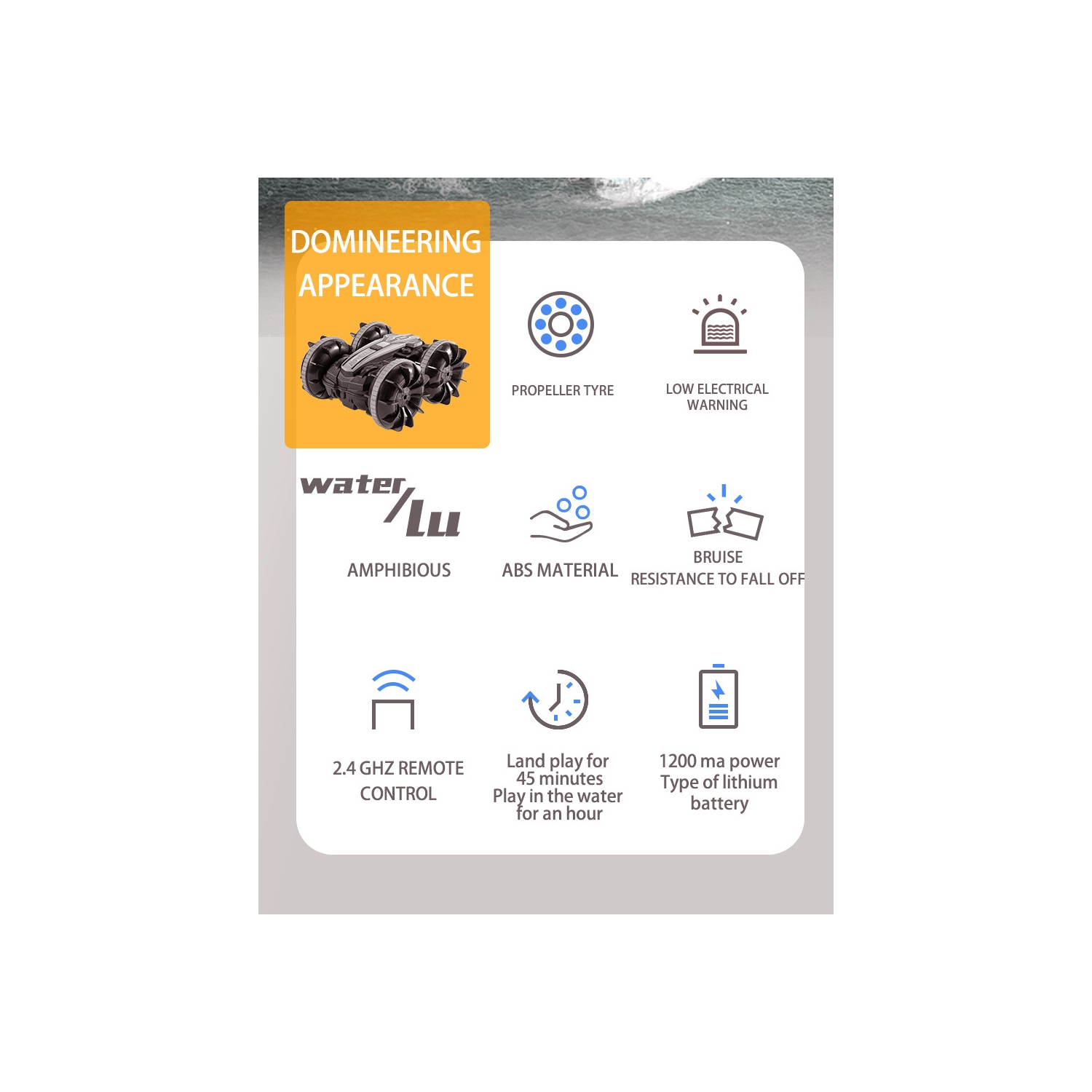 Toys for boys aged 5-12, children's amphibious remote control car, 2.4 GHz remote control stunt car, suitable for boys and girls, 4WD off-road truck