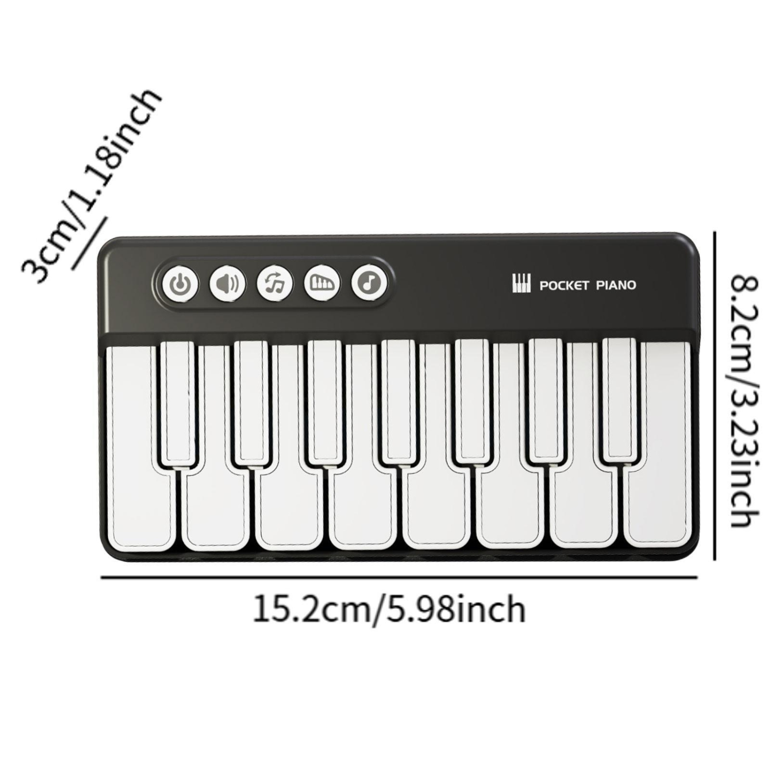 Pocket piano toy, light piano, sturdy piano, baby piano toy, electronic piano - black