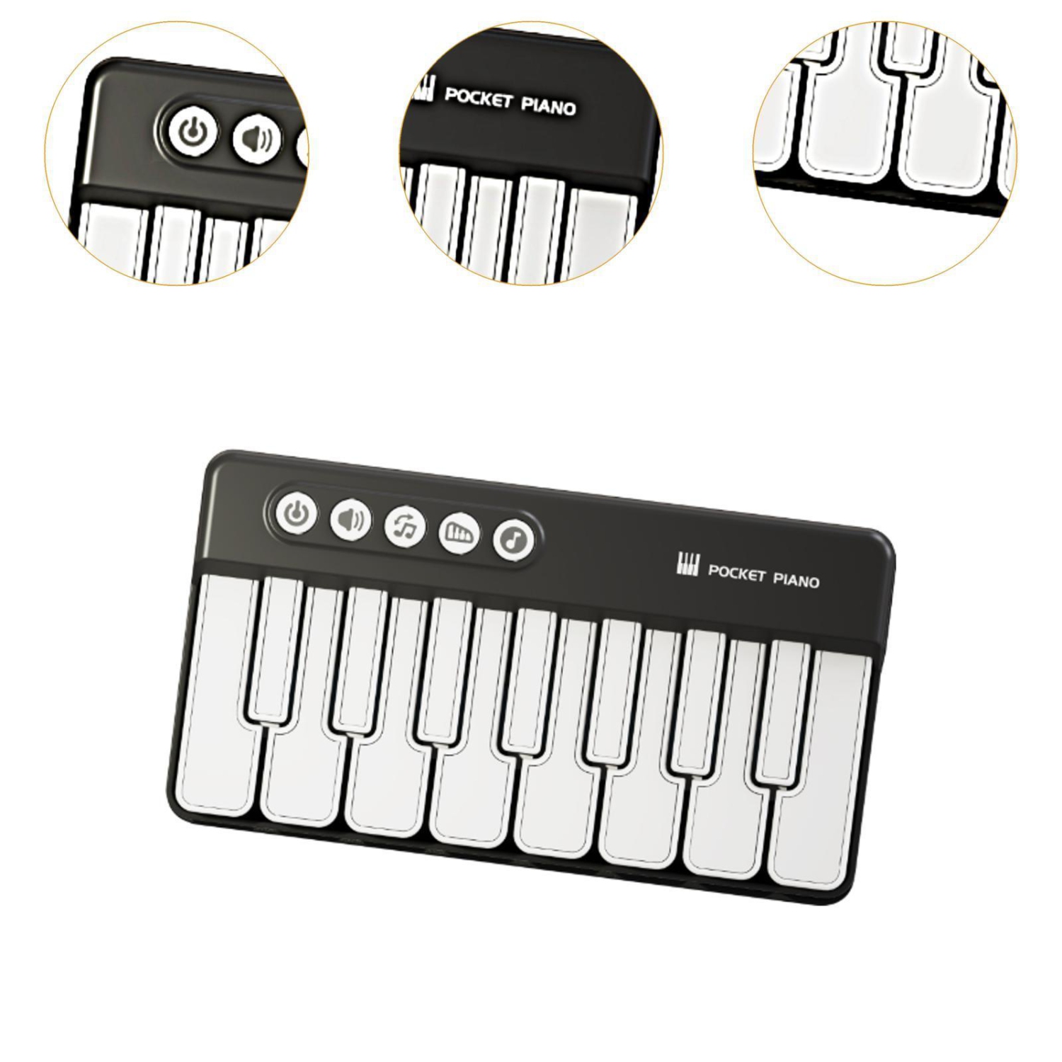 Pocket piano toy, light piano, sturdy piano, baby piano toy, electronic piano - black