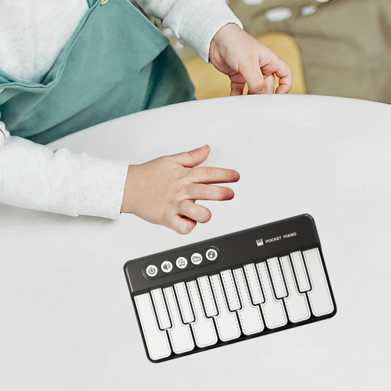 Pocket piano toy, light piano, sturdy piano, baby piano toy, electronic piano - black