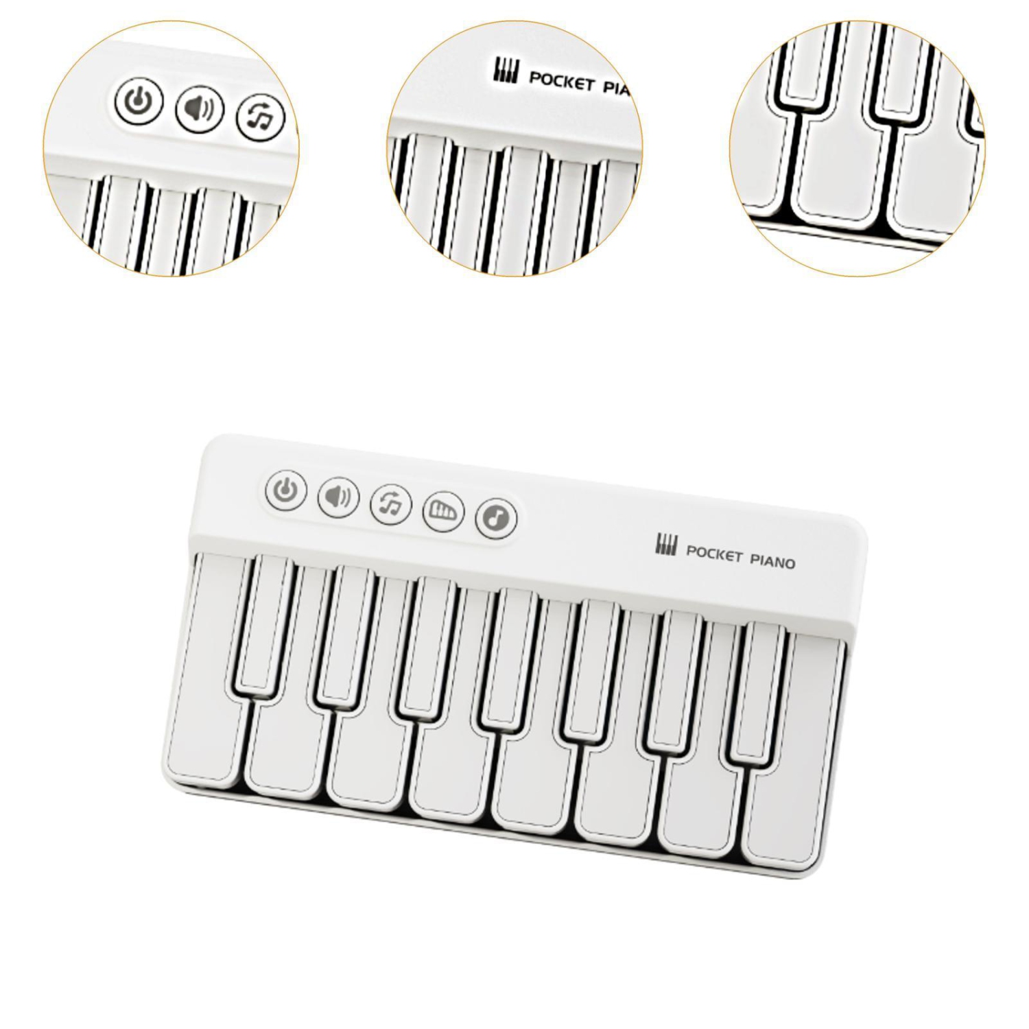 Pocket piano toy, light piano, sturdy piano, baby piano toy, electronic piano - white