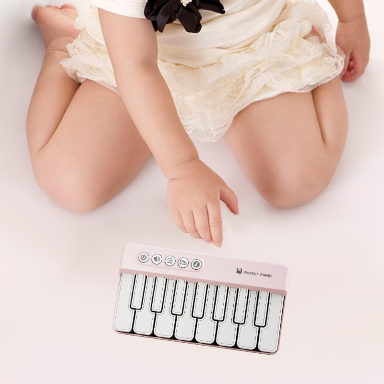 Pocket piano toy, light piano, sturdy piano, baby piano toy, electronic piano - pink