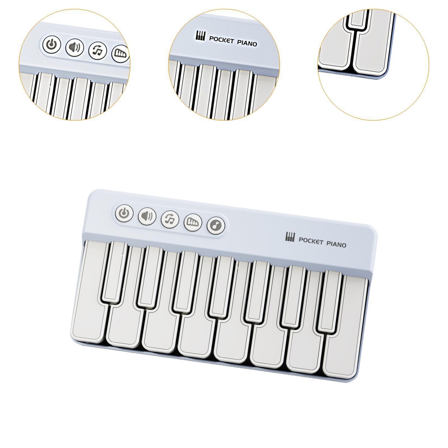 Pocket piano toy, light piano, sturdy piano, baby piano toy, electronic piano - blue