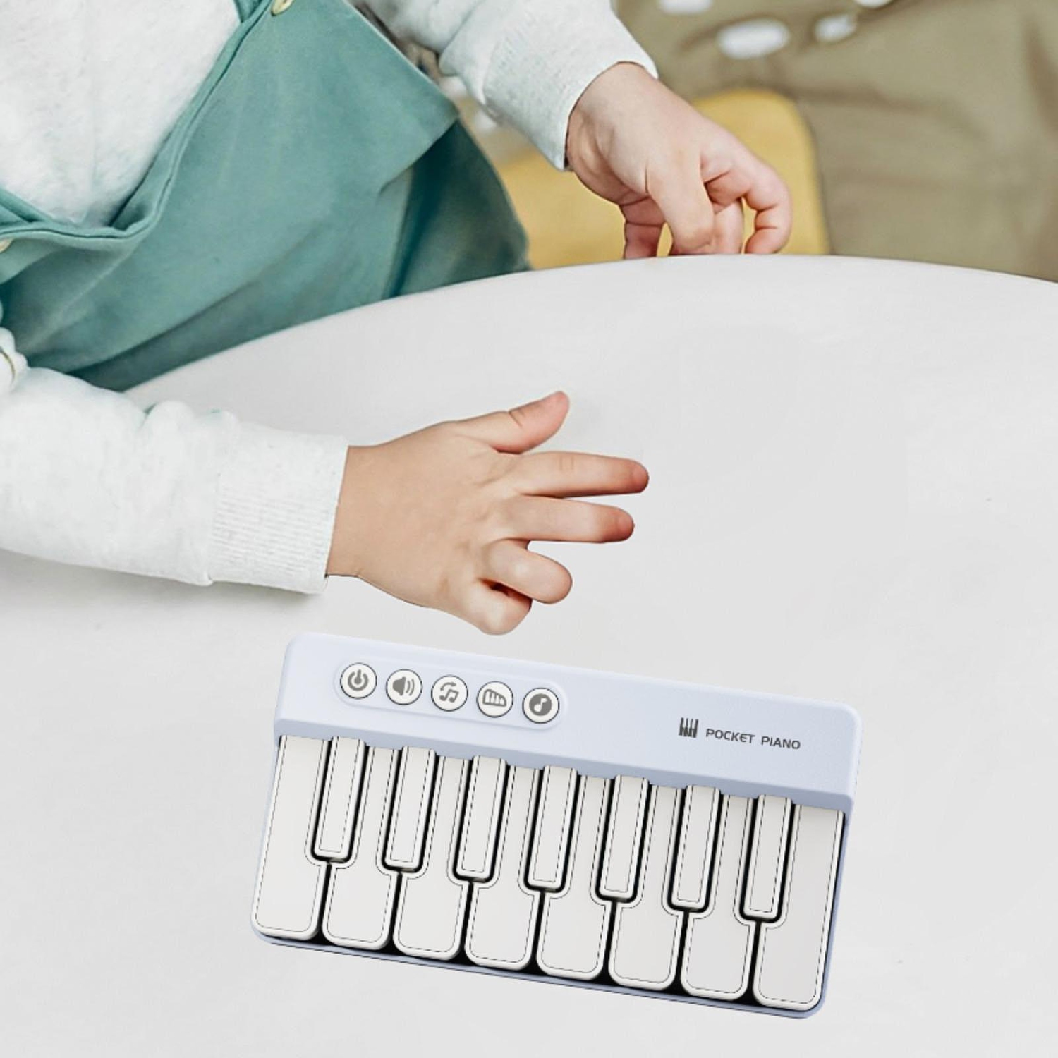 Pocket piano toy, light piano, sturdy piano, baby piano toy, electronic piano - blue