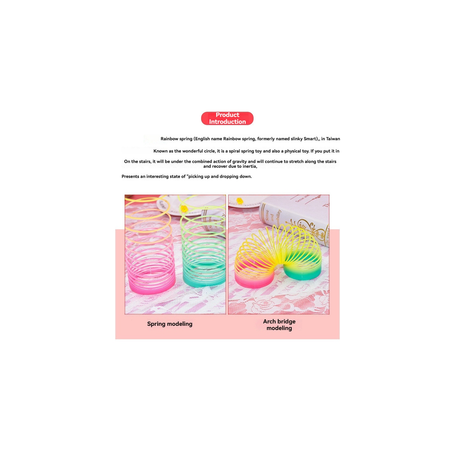 Walking spring toy, magic rainbow colors, large size, suitable for boys and girls of all ages