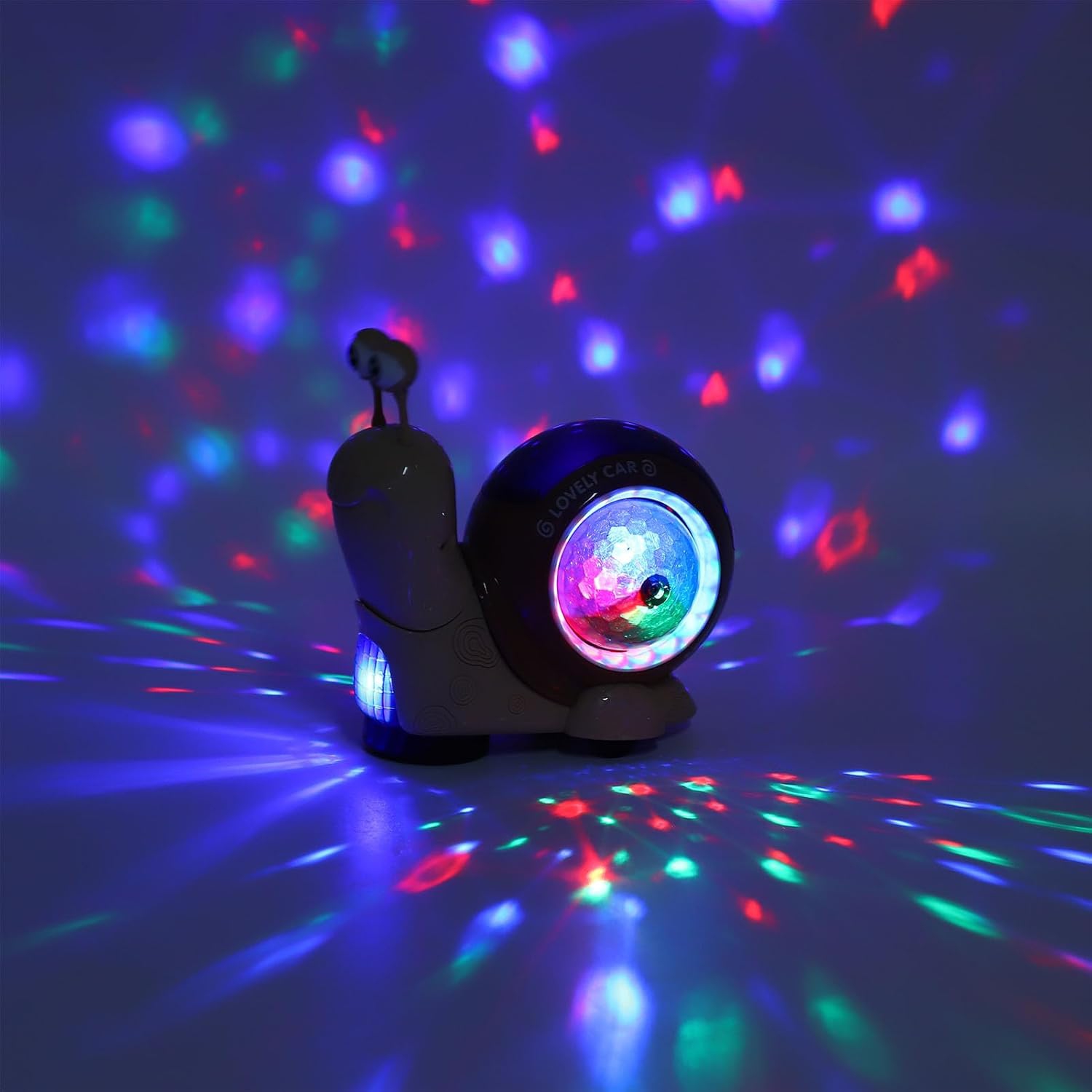 Electric toy universal wheel automatic obstacle avoidance nodding sound and light projection fun little snail children's toy - brown