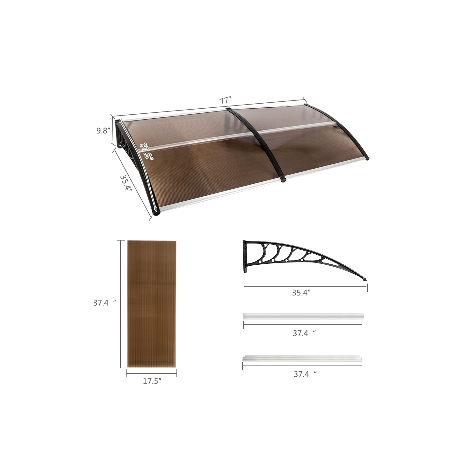 Karl Home 77 in. W x 9.8 in. D Polycarbonate Cover Awning