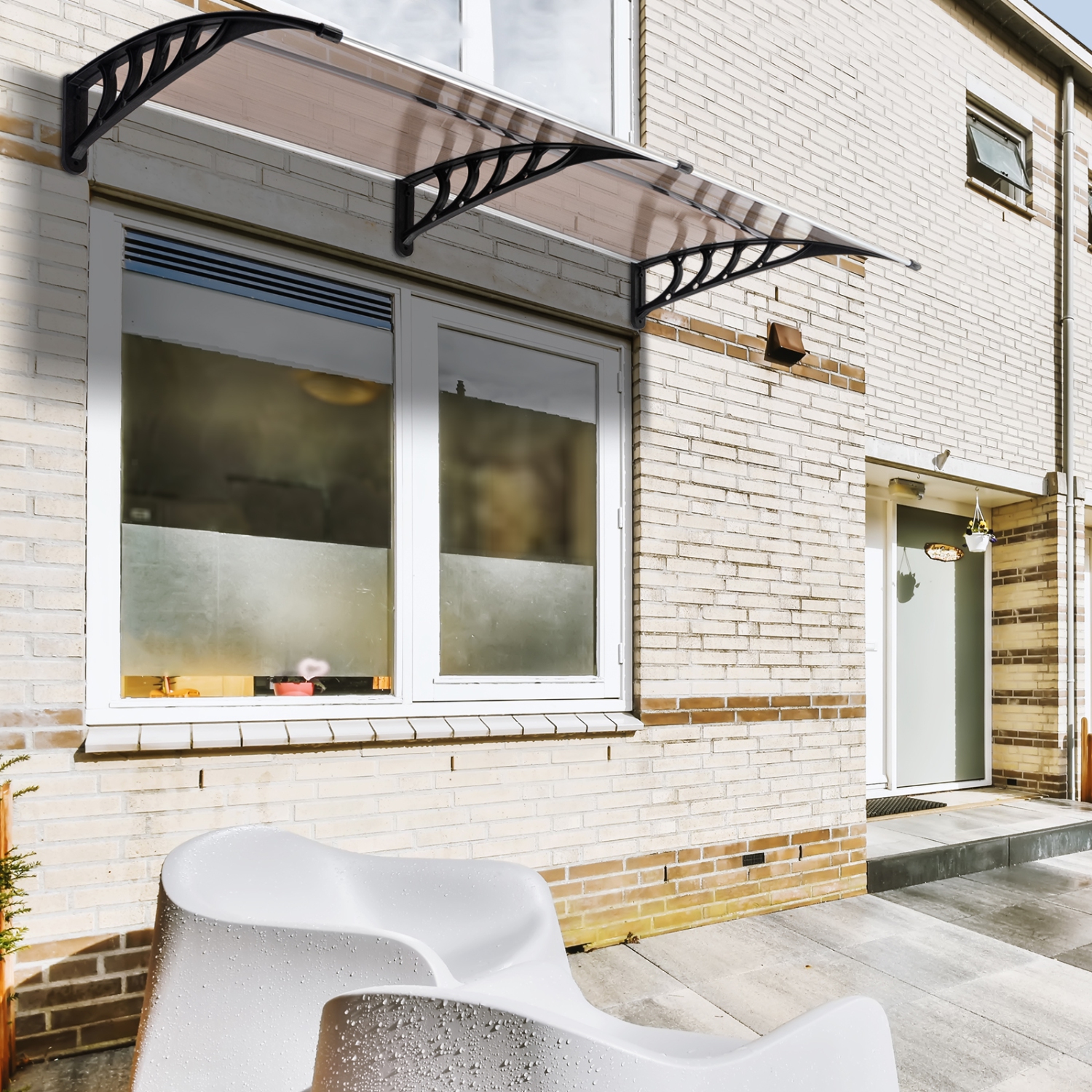 Karl Home 77 in. W x 9.8 in. D Polycarbonate Cover Awning