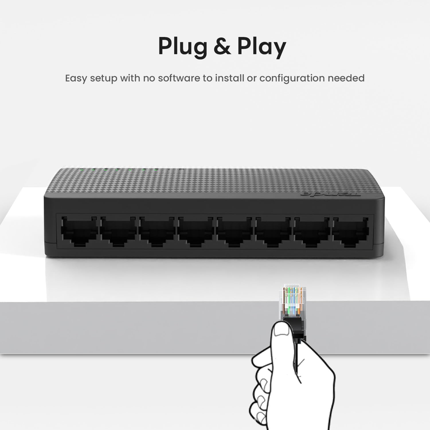 Tenda SG108 8-Port Gigabit Ethernet Switch – Unmanaged, Plug & Play, Fanless, Desktop or Wall Mount