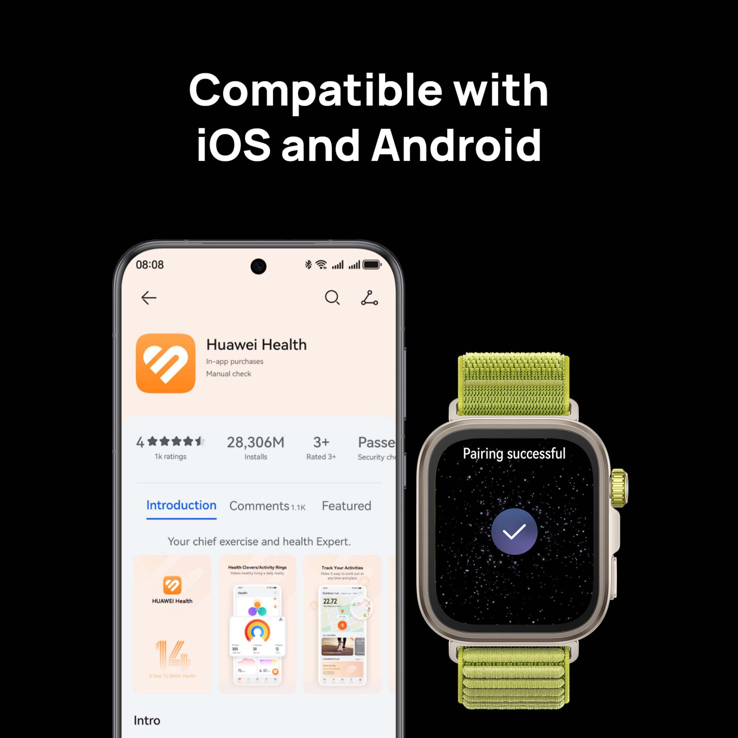 Montre intelligente FIT4 Pro de HUAWEI, écran saphir de 1,82&nbsp;po et cadre en alliage de titane, GPS pour les amateurs d'extérieur, autonomie de