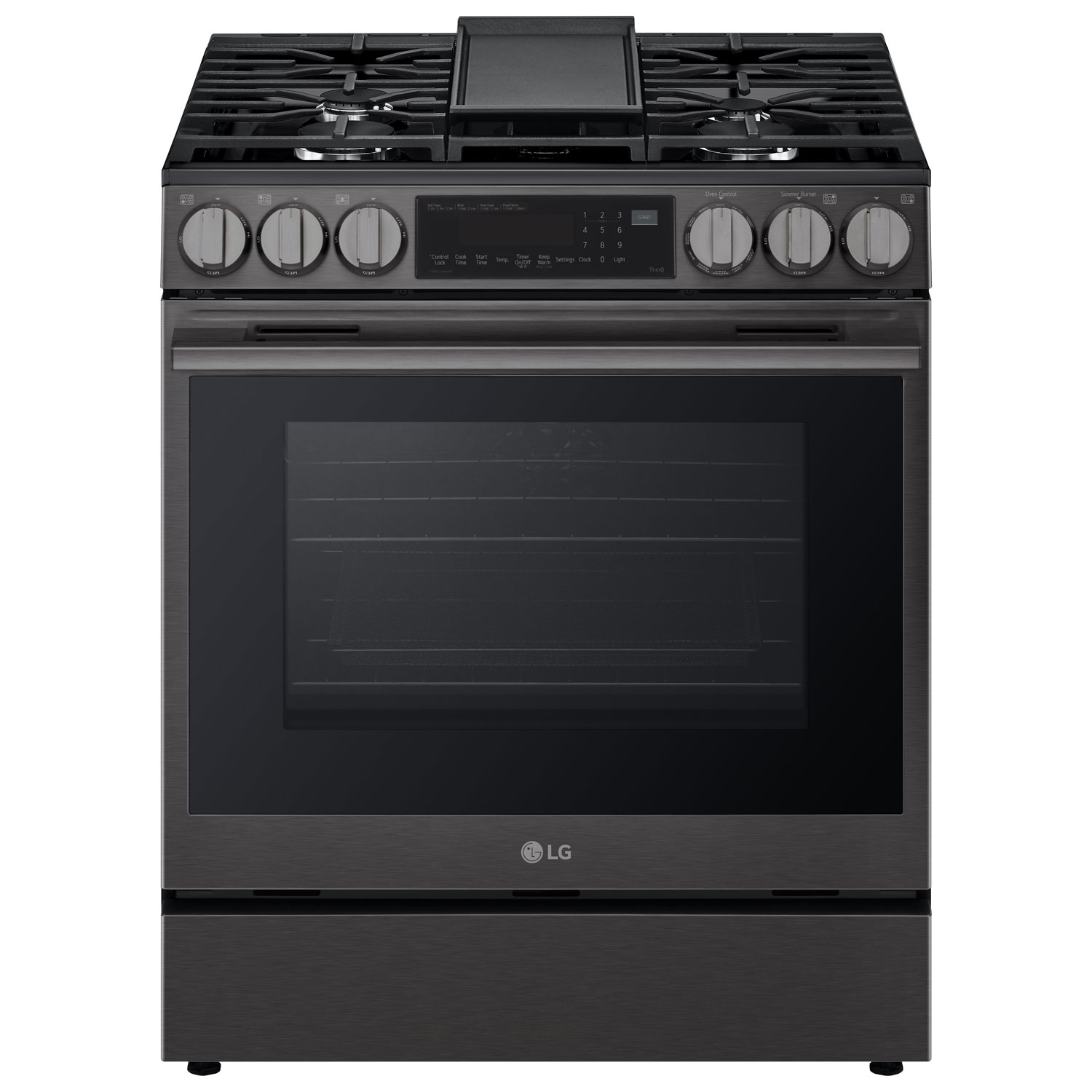 LG 30" 6.3 Cu. Ft. True Convection 5-Burner Slide-In Gas Range - Black Stainless Steel