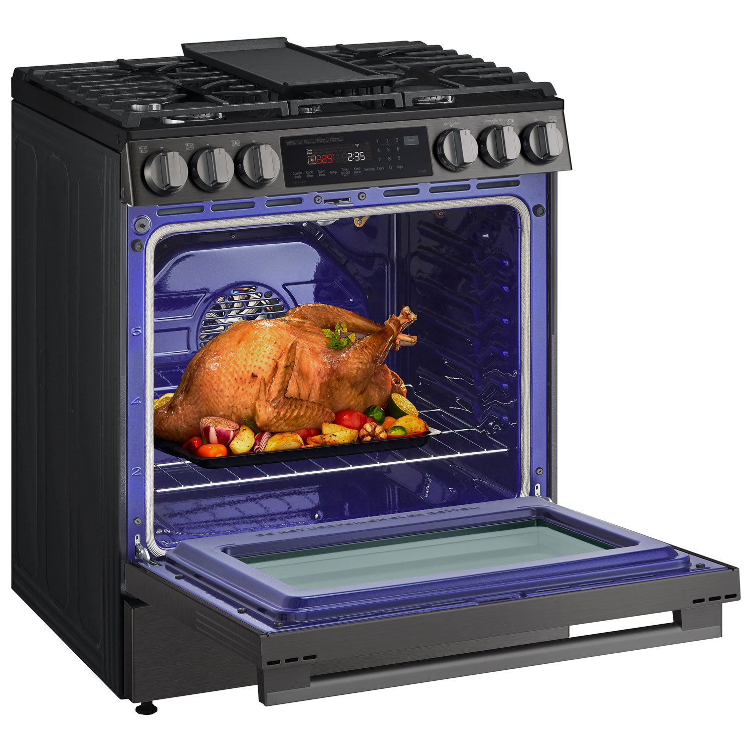 LG 30" 6.3 Cu. Ft. True Convection 5-Burner Slide-In Gas Range - Black Stainless Steel