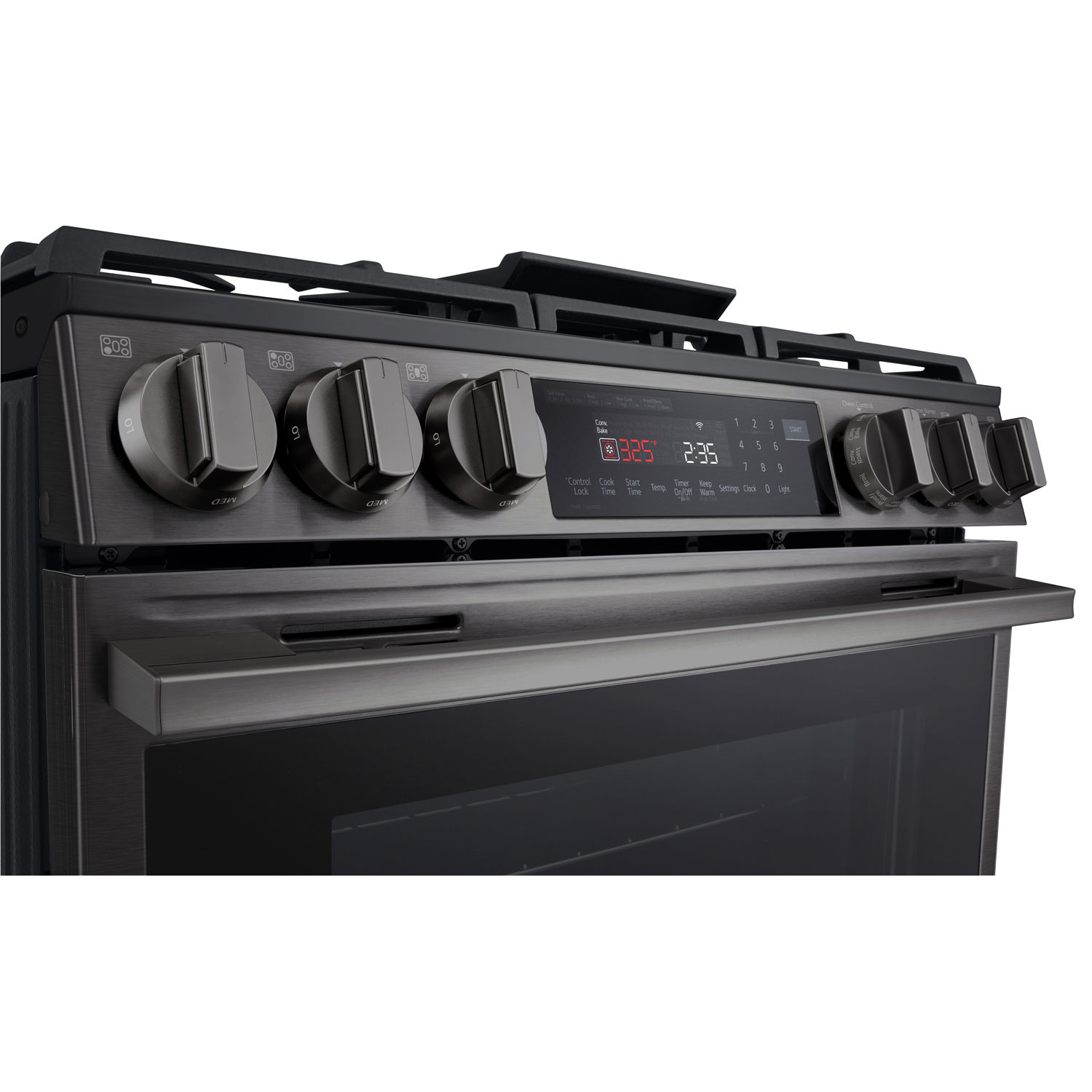 LG 30" 6.3 Cu. Ft. True Convection 5-Burner Slide-In Gas Range - Black Stainless Steel