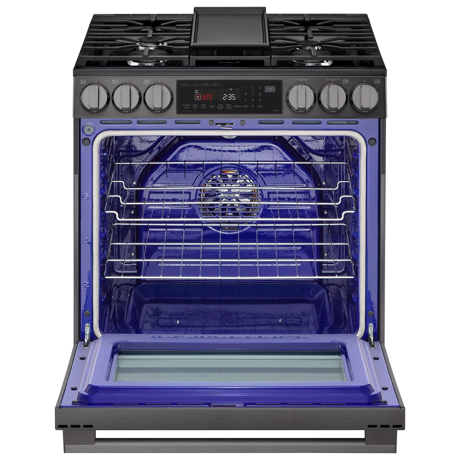 LG 30" 6.3 Cu. Ft. True Convection 5-Burner Slide-In Gas Range - Black Stainless Steel