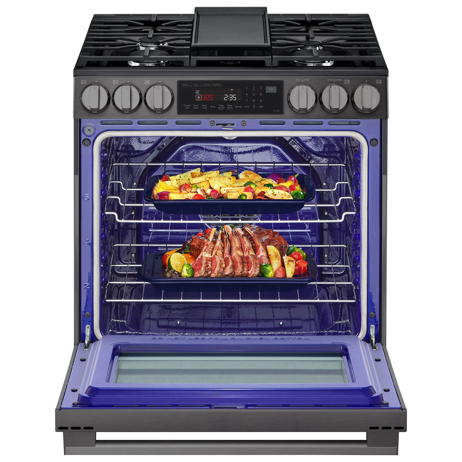 LG 30" 6.3 Cu. Ft. True Convection 5-Burner Slide-In Gas Range - Black Stainless Steel