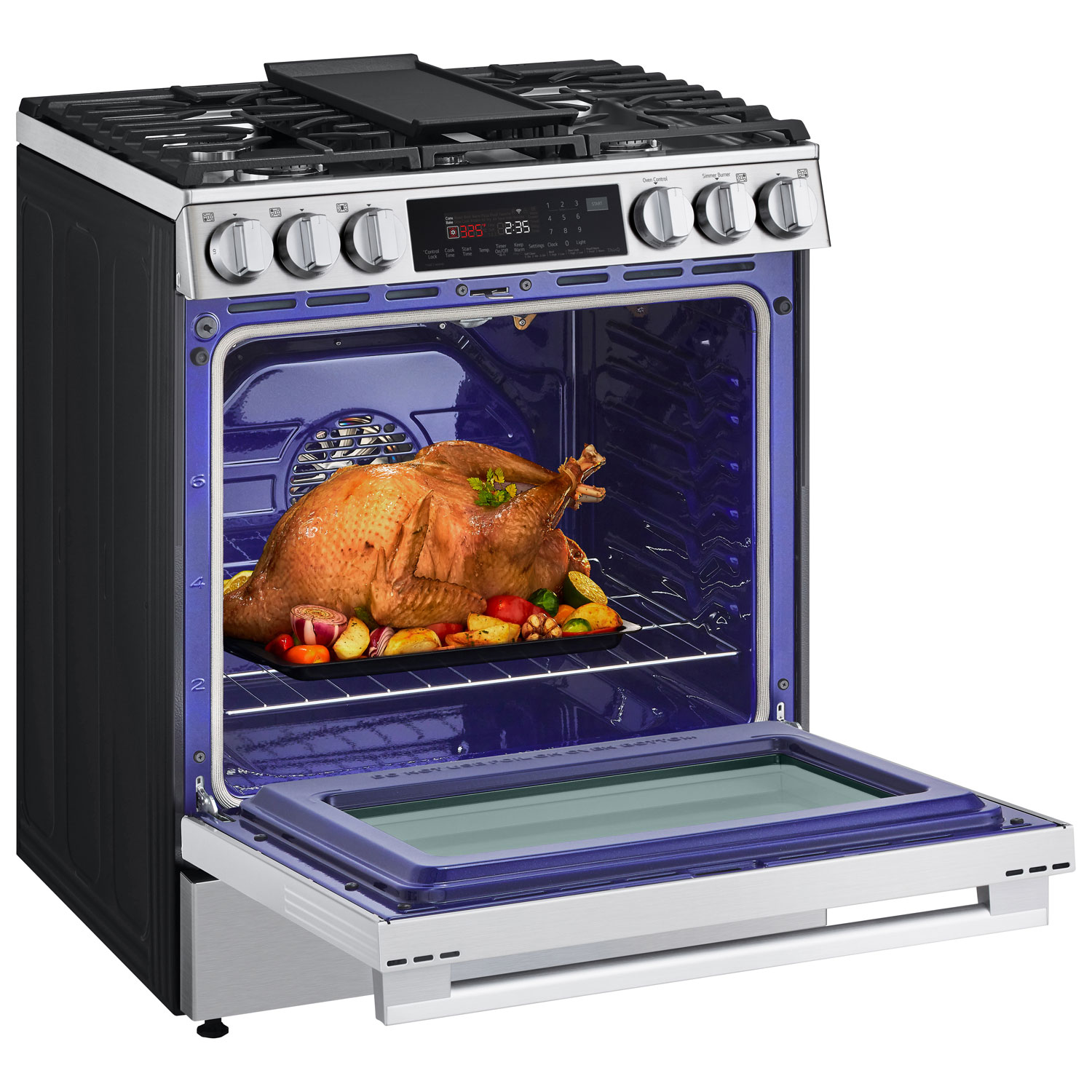 LG 30" 6.3 Cu. Ft. True Convection 5-Burner Slide-In Gas Range - Stainless Steel