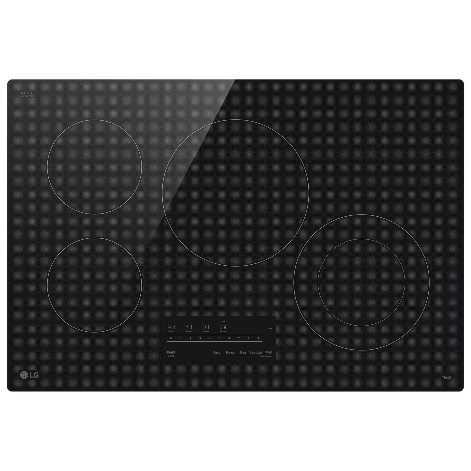 Surface de cuisson électrique de 30 po à 4 éléments ThinQ de LG - Céramique noire