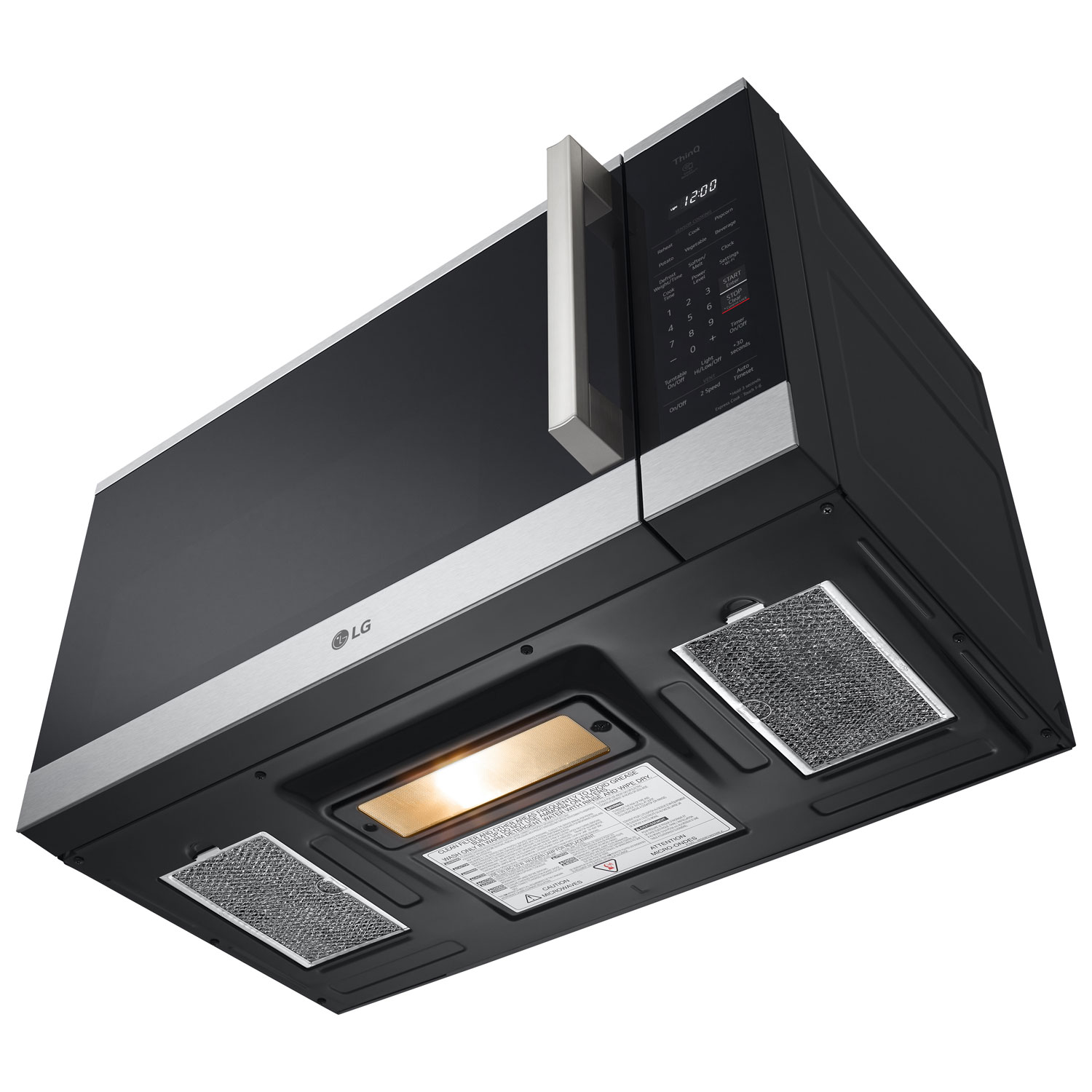 Four à micro-ondes à hotte intégrée ThinQ de LG - 1,8 pi³ - Inox