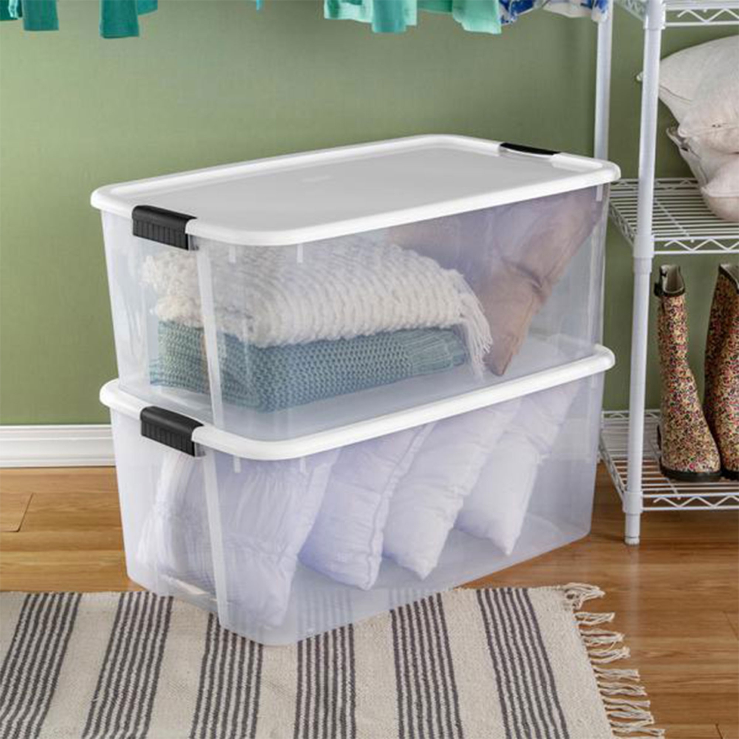 Sterilite 116&nbsp;Qt – Bac de rangement empilable, contenant d'organisation en plastique, paquet de 8