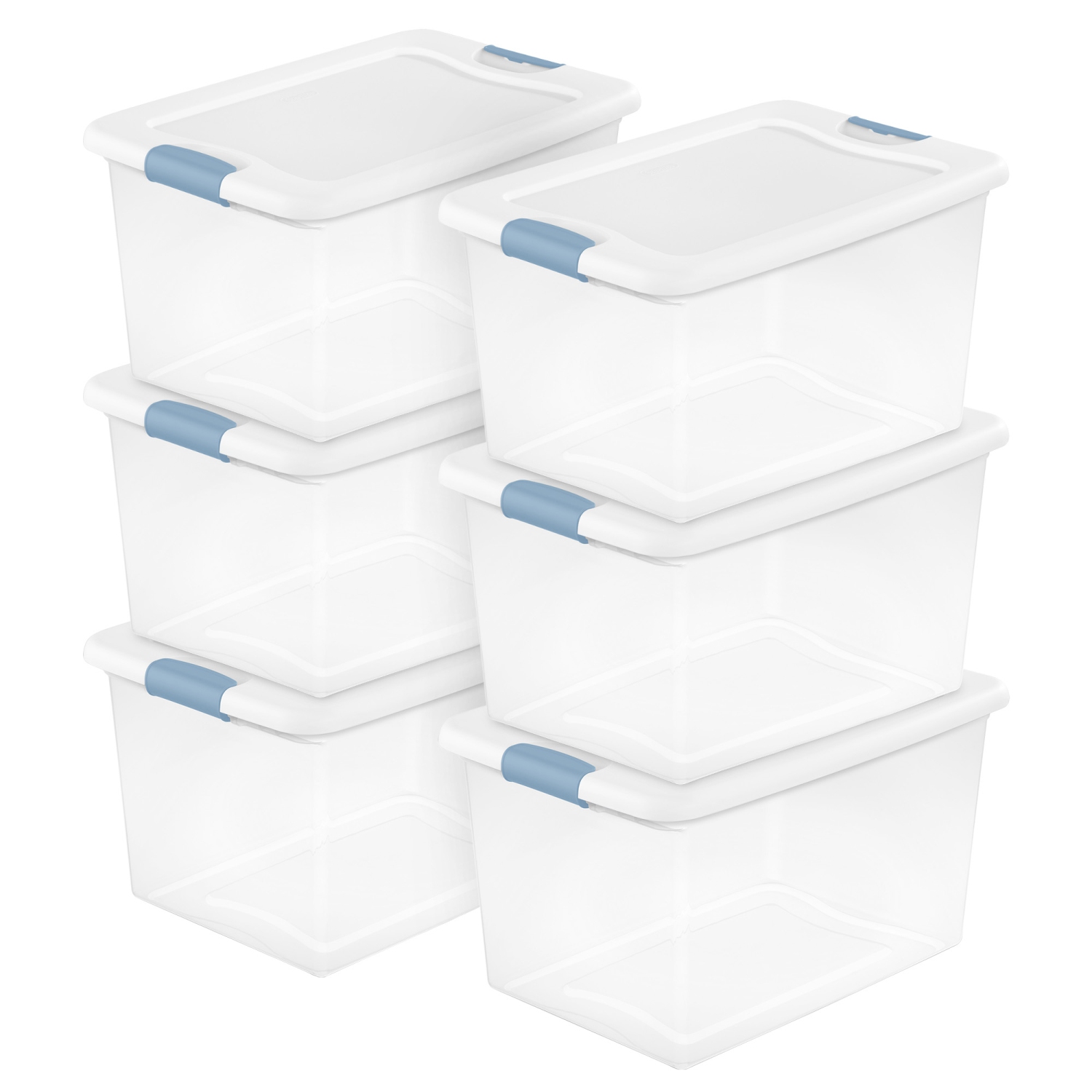 Sterilite 64 Qt Clear Plastic Stackable Storage Bin w/ White Latch Lid,