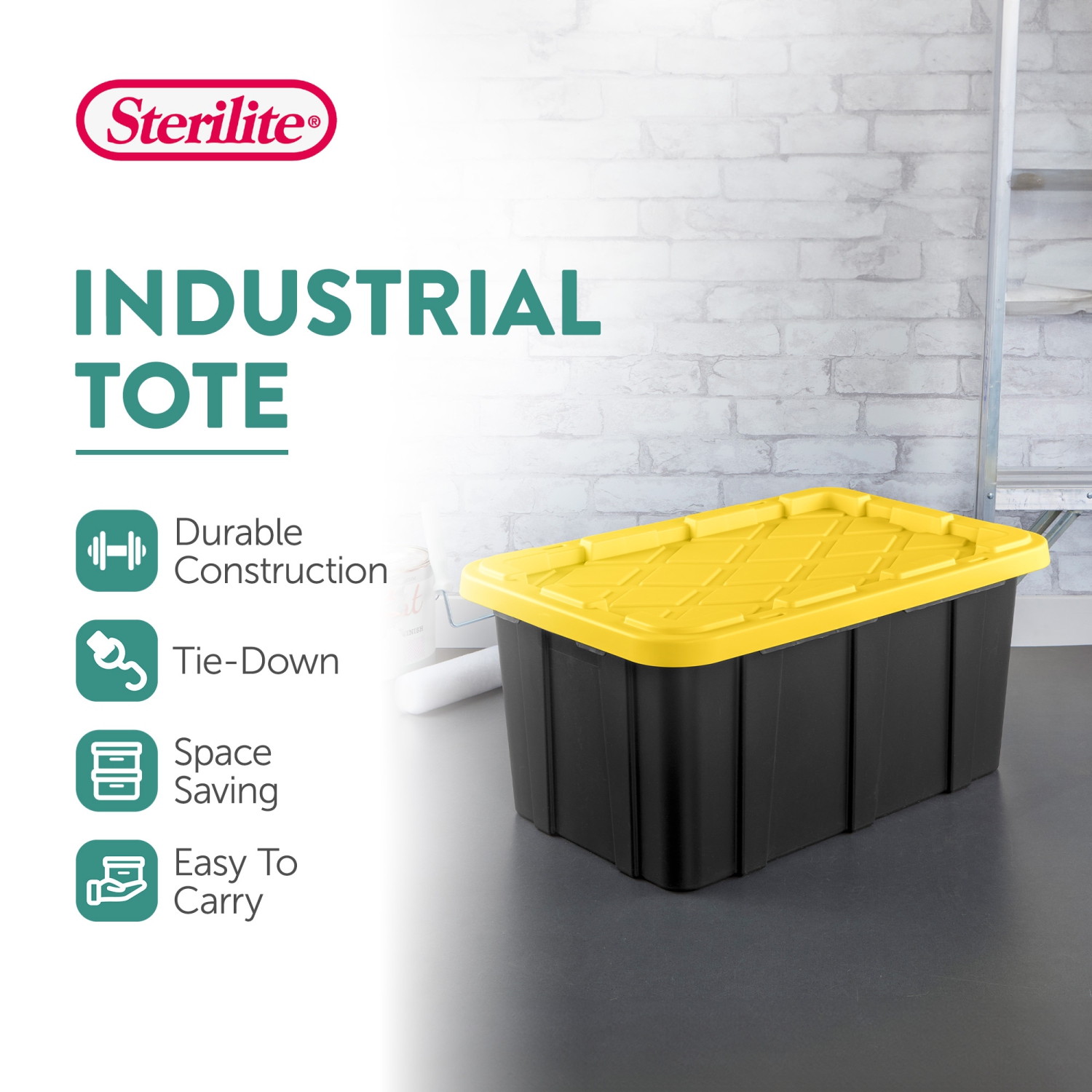 Sterilite – Contenants de rangement industriels empilables avec couvercle, 17 gallons, paq./6
